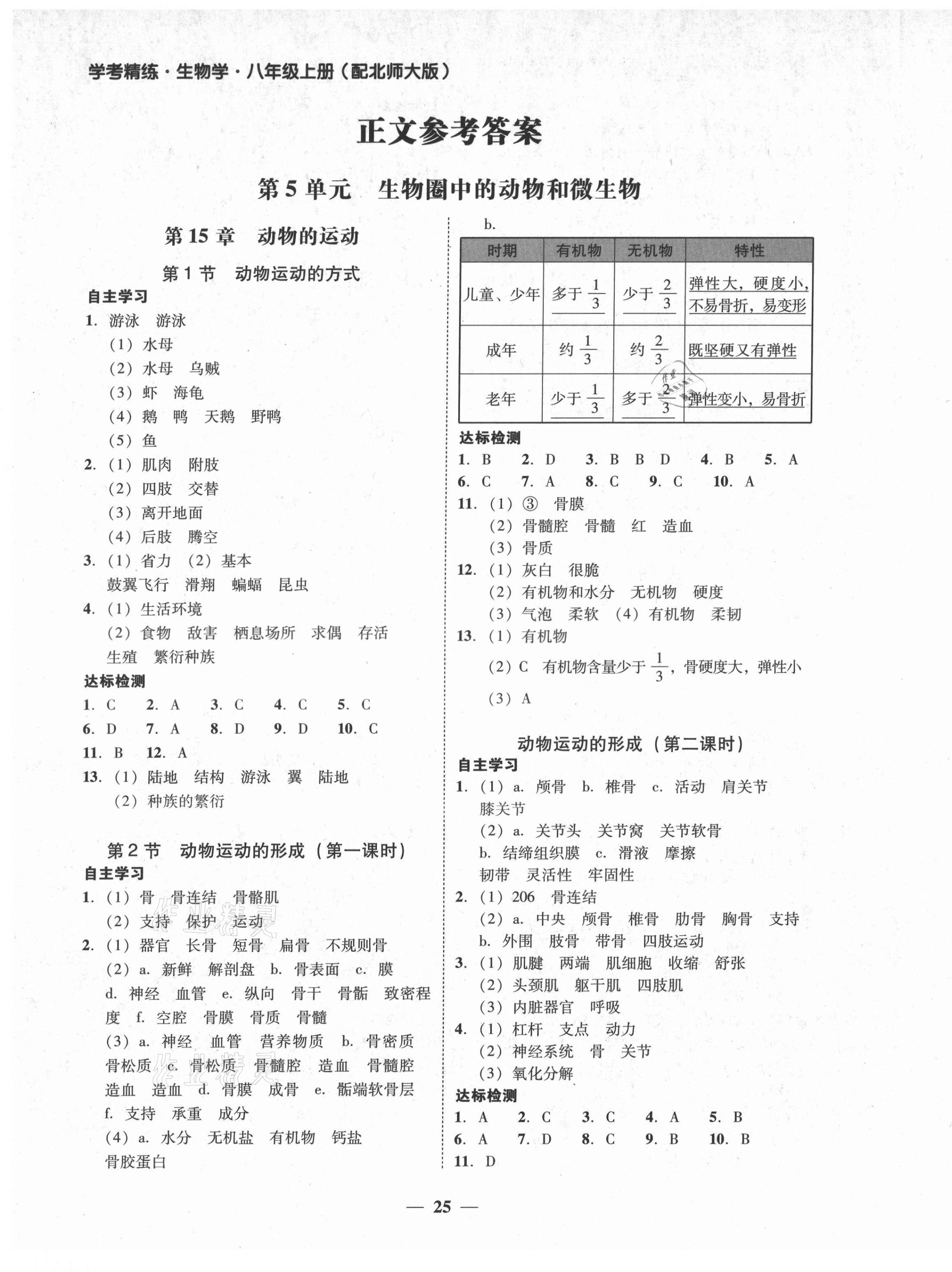 2021年南粤学典学考精练八年级生物上册北师大版 第1页