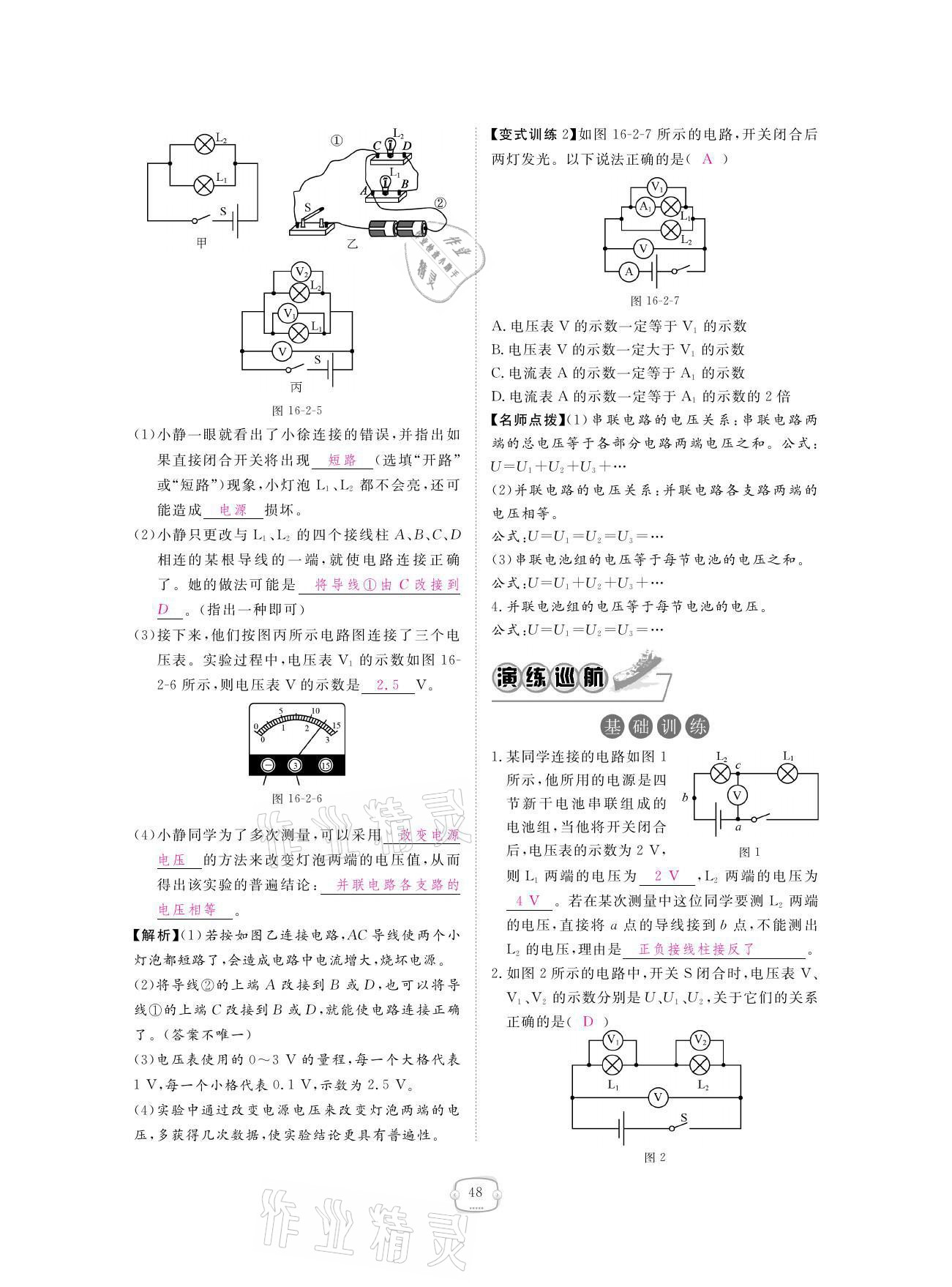 2021年領(lǐng)航新課標(biāo)練習(xí)冊(cè)九年級(jí)物理全一冊(cè)人教版 參考答案第48頁(yè)