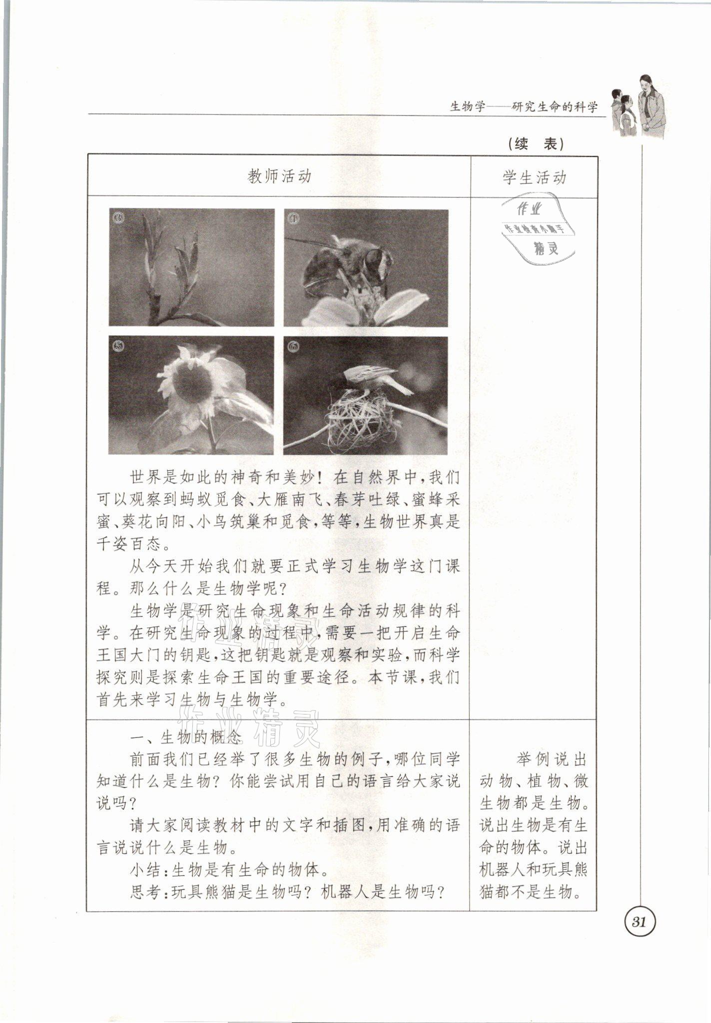 2021年教材課本七年級生物上冊蘇科版 參考答案第31頁