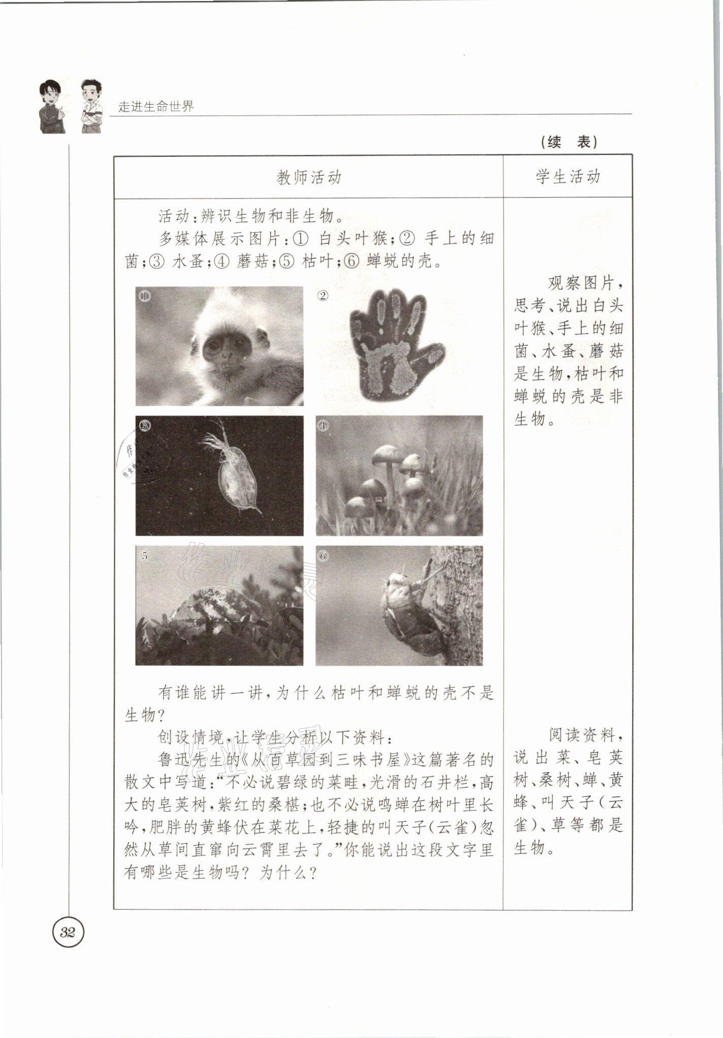2021年教材課本七年級生物上冊蘇科版 參考答案第32頁