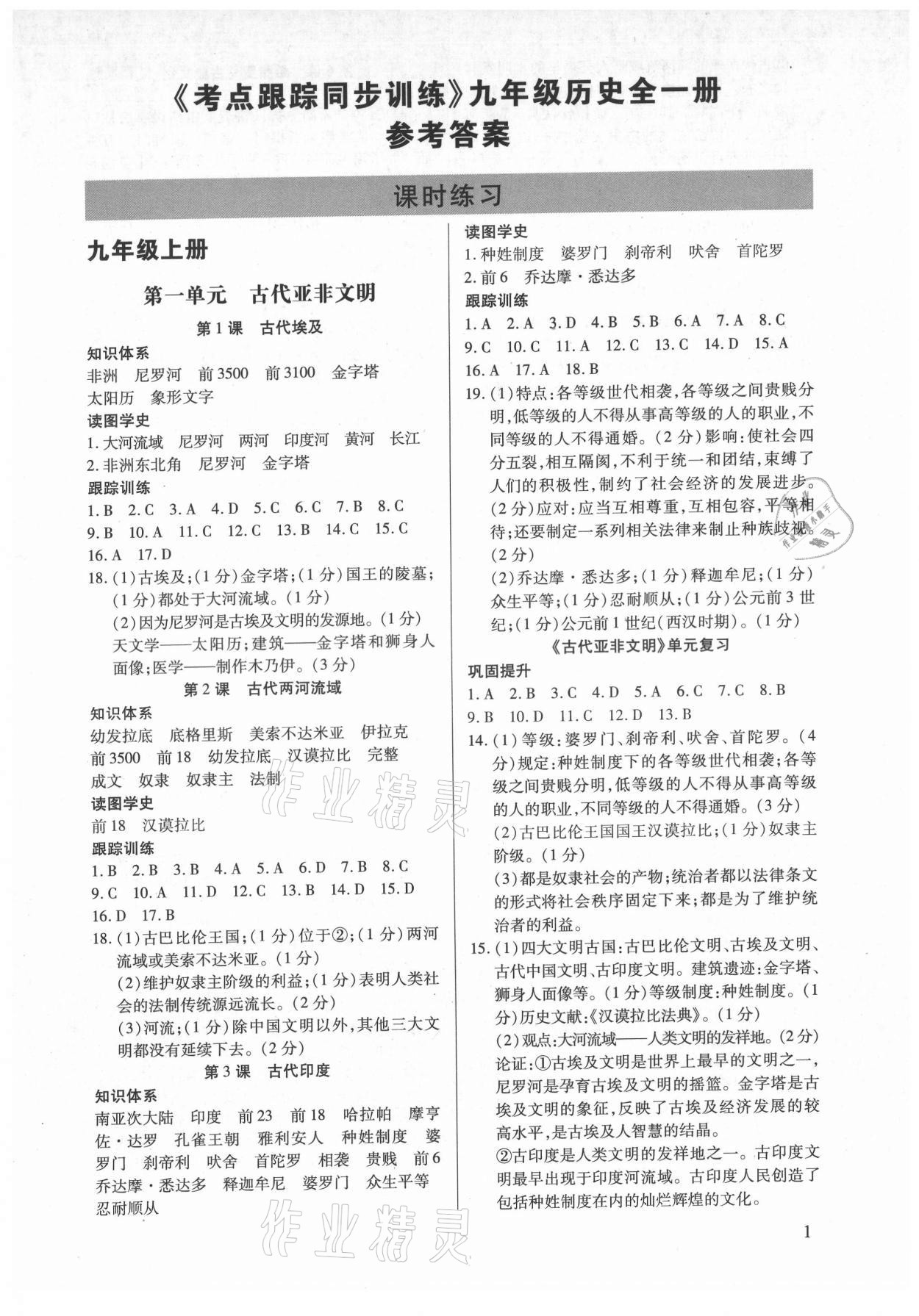 2021年考點(diǎn)跟蹤同步訓(xùn)練九年級(jí)歷史全一冊(cè)人教版深圳專版 第1頁(yè)