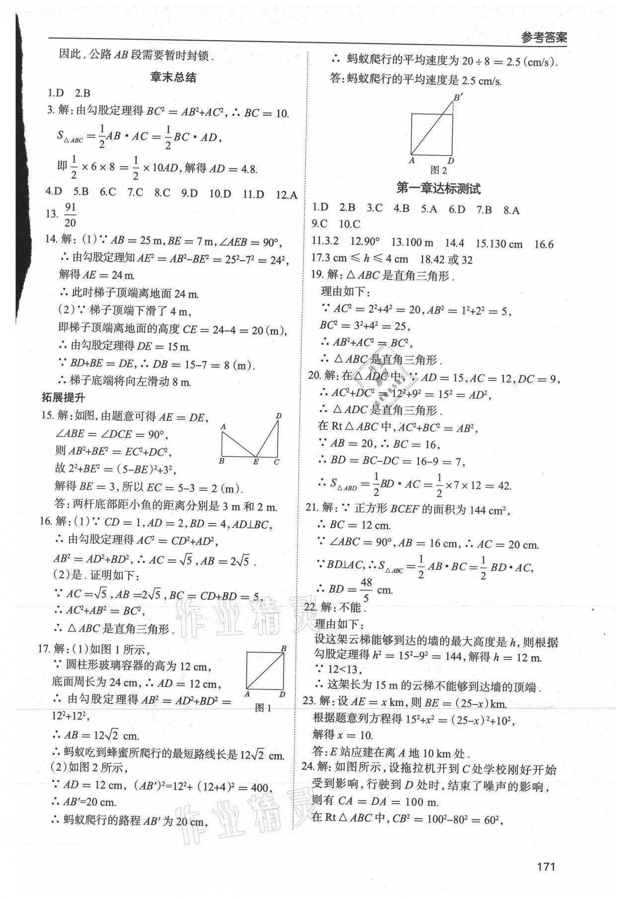 2021年新課堂學習與探究八年級數(shù)學上冊北師大版 參考答案第3頁