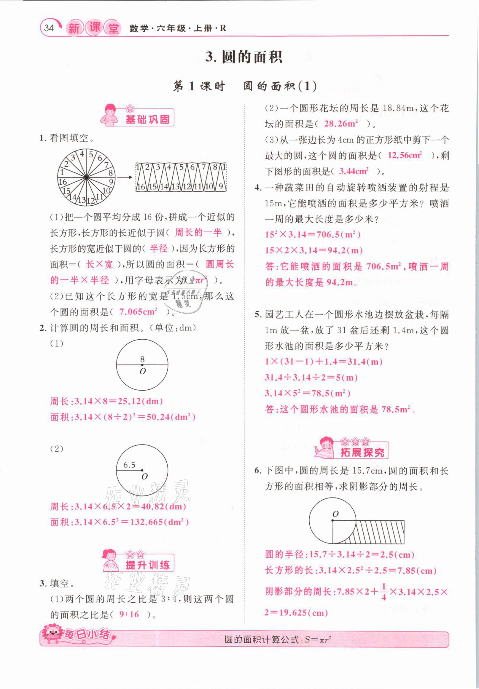 2021年启航新课堂六年级数学上册人教版 参考答案第34页