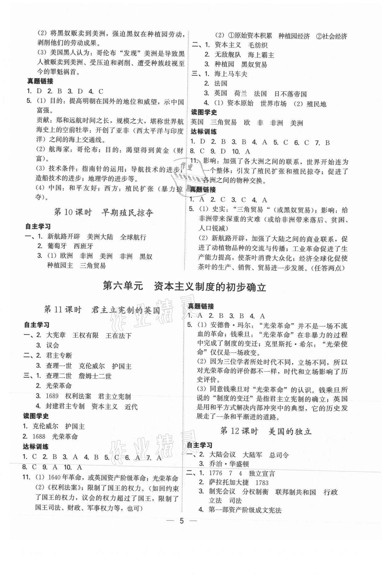 2021年考點專練九年級歷史全一冊人教版深圳專版 第5頁