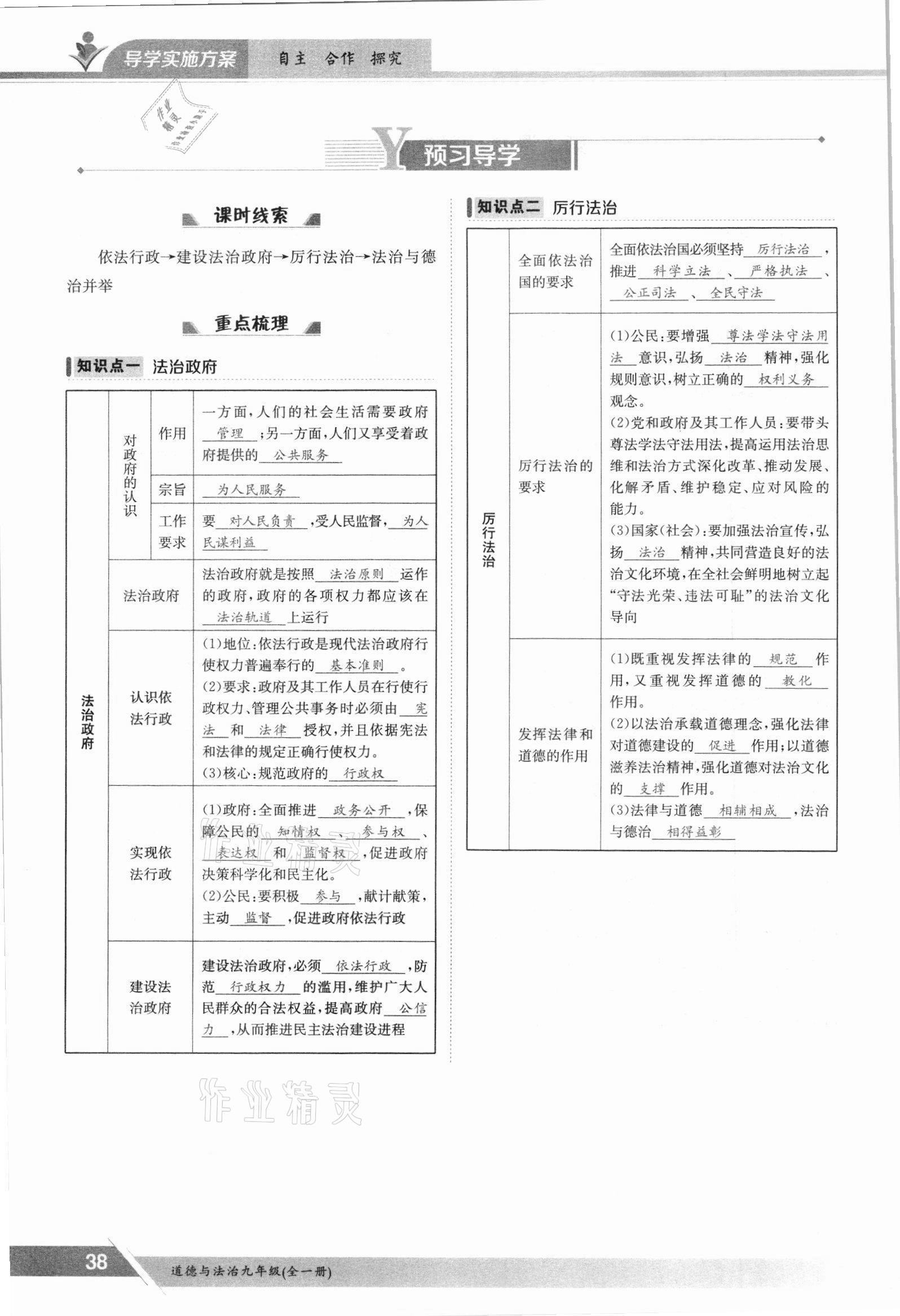 2021年三段六步導(dǎo)學(xué)測(cè)評(píng)九年級(jí)道德與法治全一冊(cè)人教版 參考答案第38頁