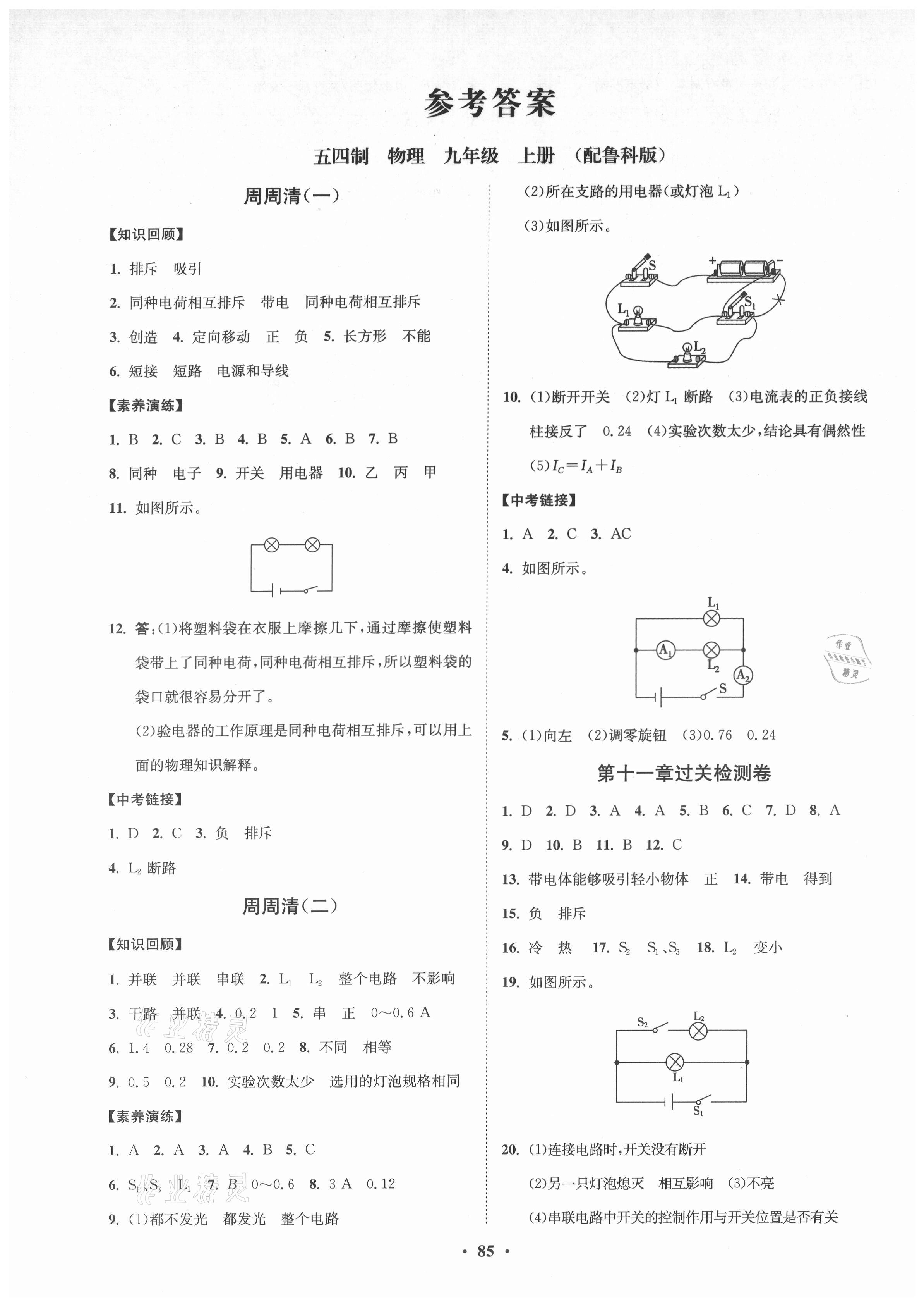 2021年同步練習(xí)冊(cè)分層卷九年級(jí)物理上冊(cè)魯科版54制 第1頁(yè)