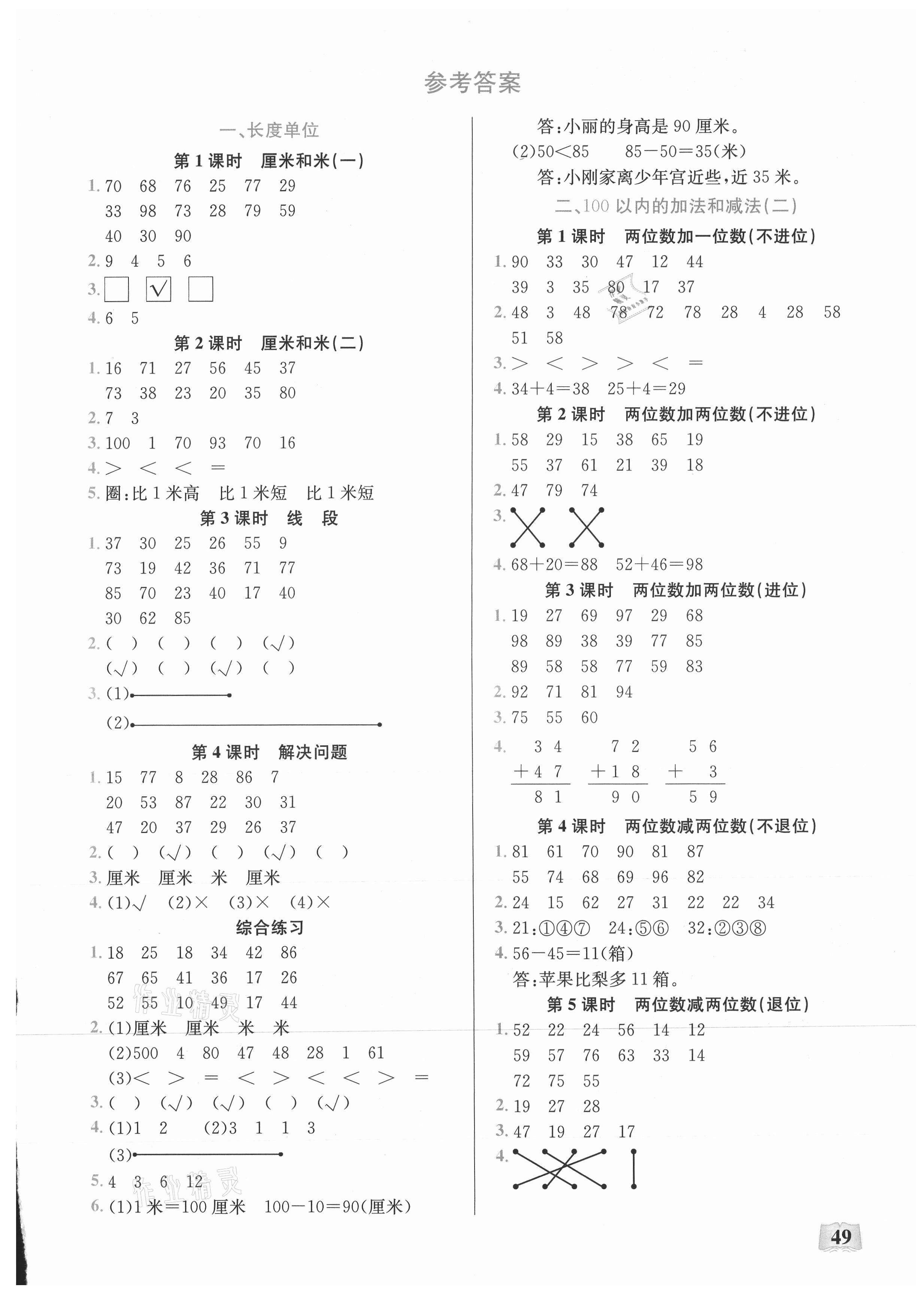 2021年口算能力訓(xùn)練湖北科學(xué)技術(shù)出版社二年級數(shù)學(xué)上冊人教版 第1頁