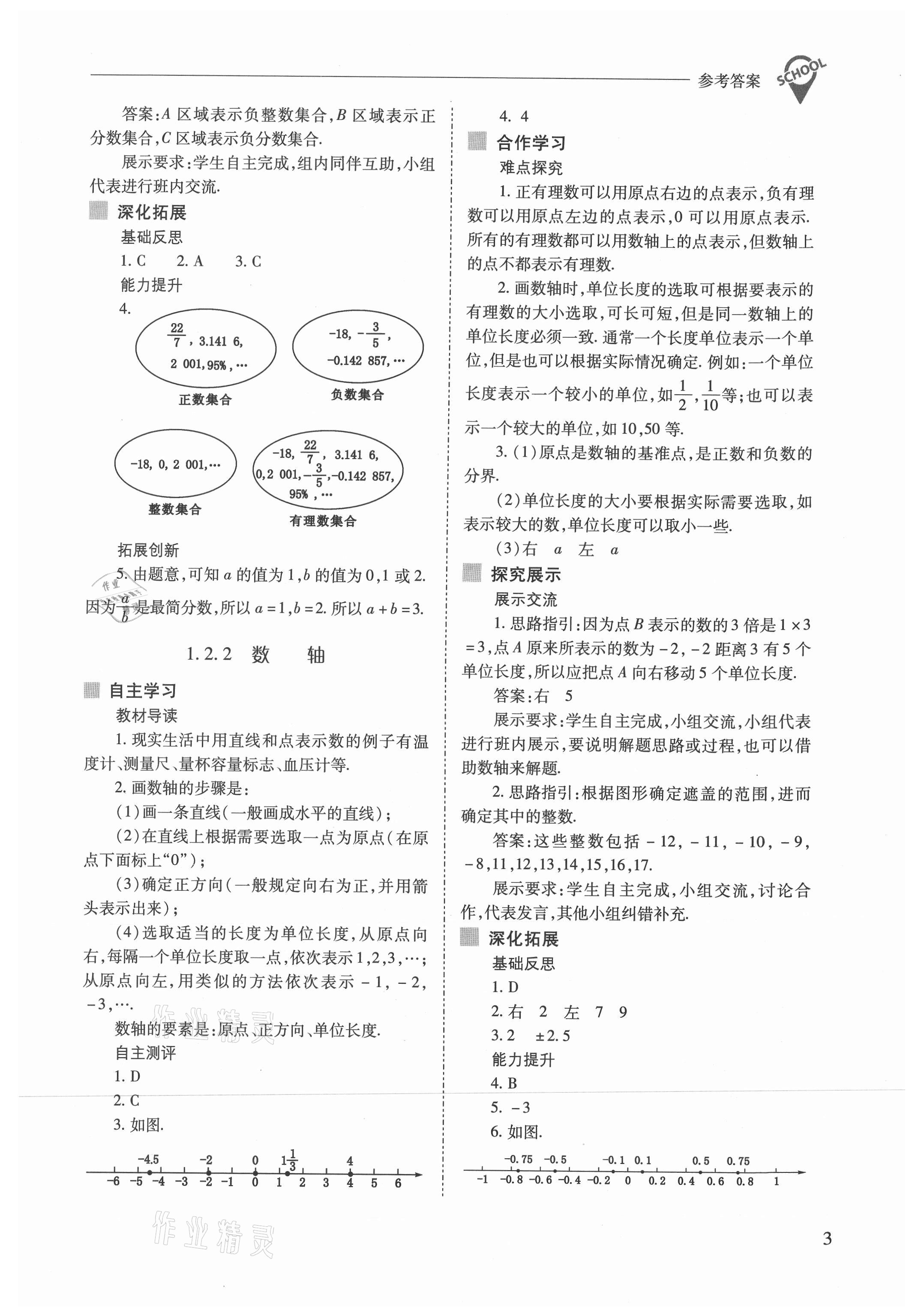 2021年新课程问题解决导学方案七年级数学上册人教版 参考答案第3页