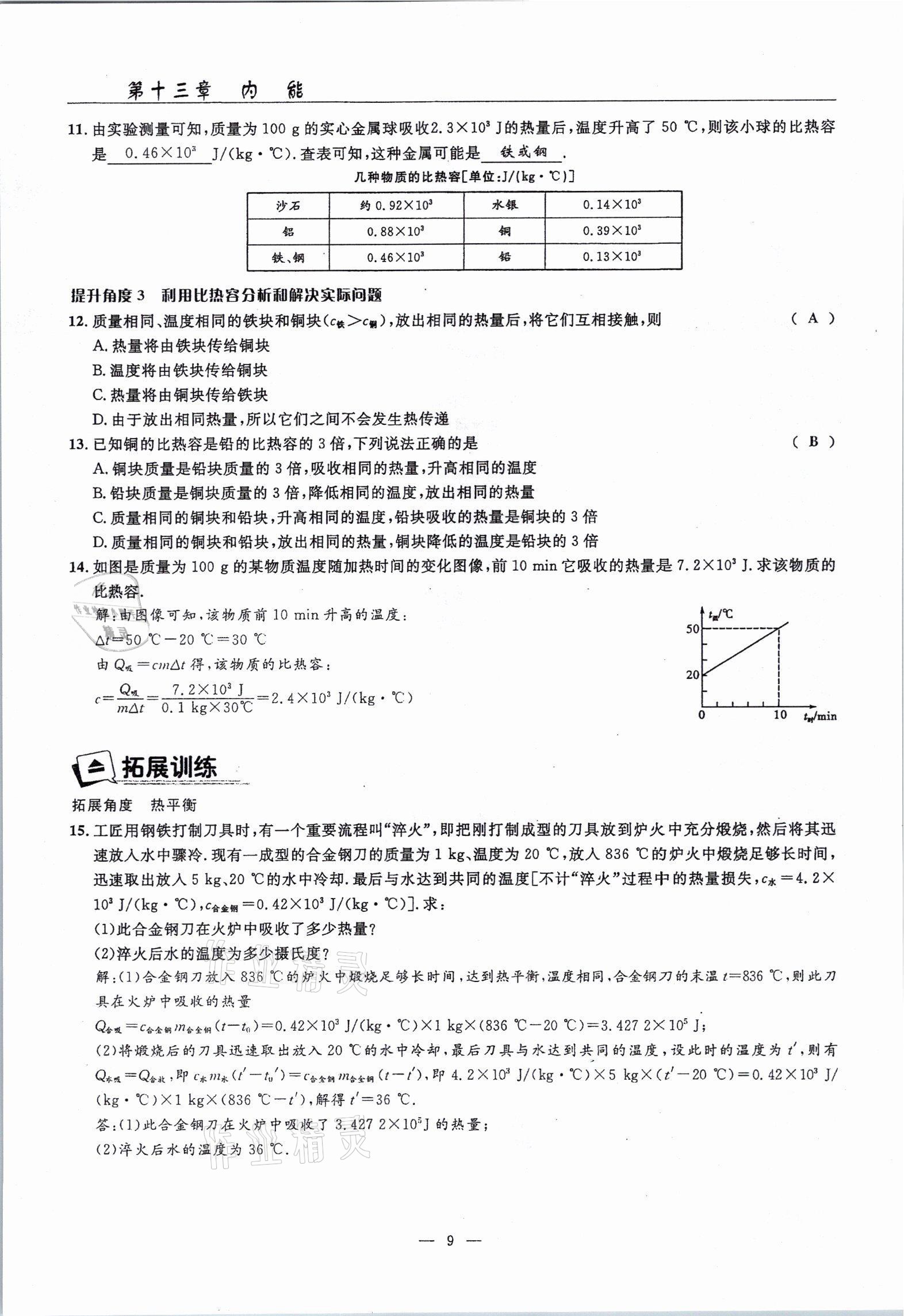 2021年高手點題九年級物理上冊人教版 參考答案第21頁