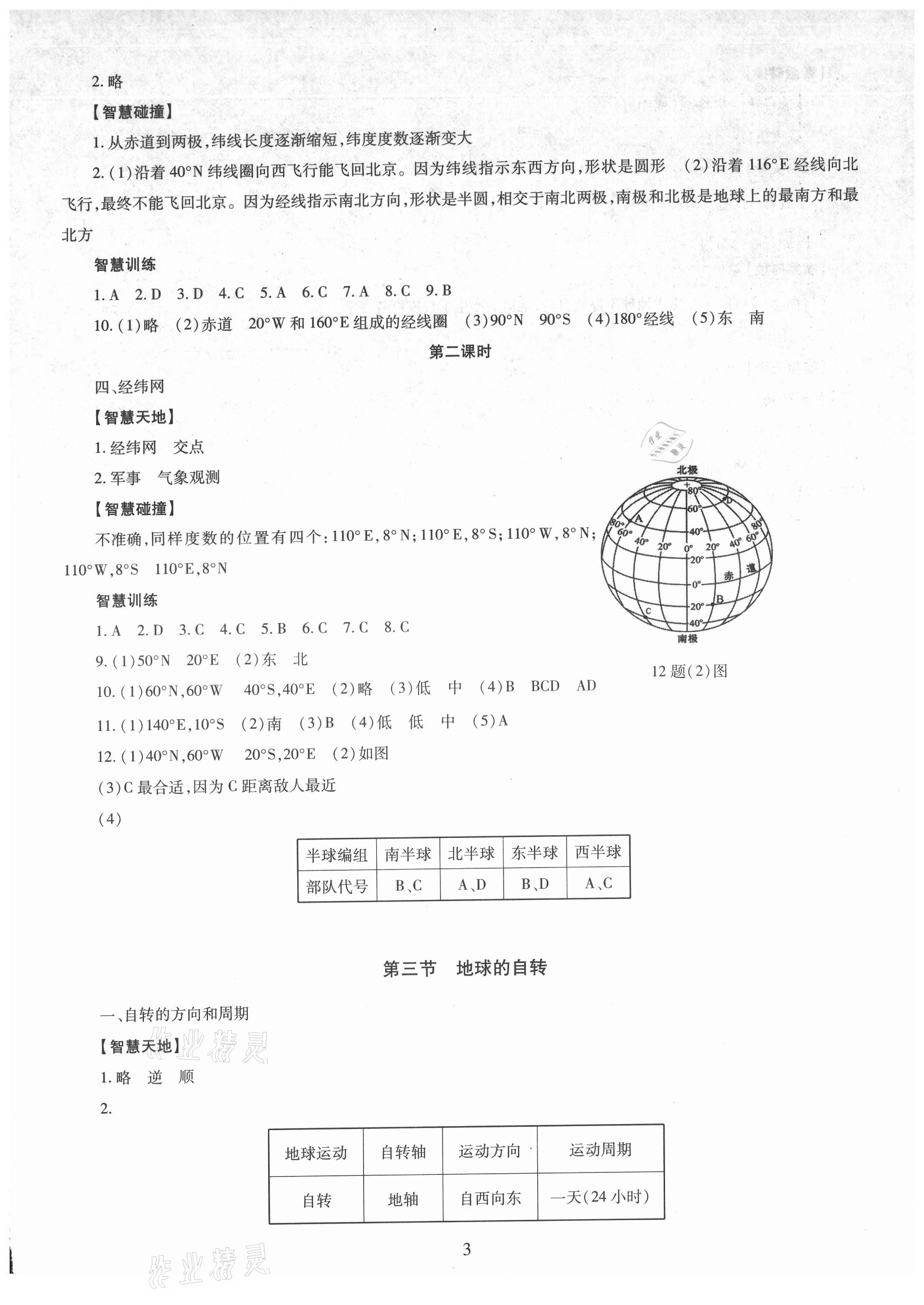 2021年智慧學(xué)習(xí)導(dǎo)學(xué)練明天出版社七年級地理上冊商務(wù)星球版 參考答案第3頁