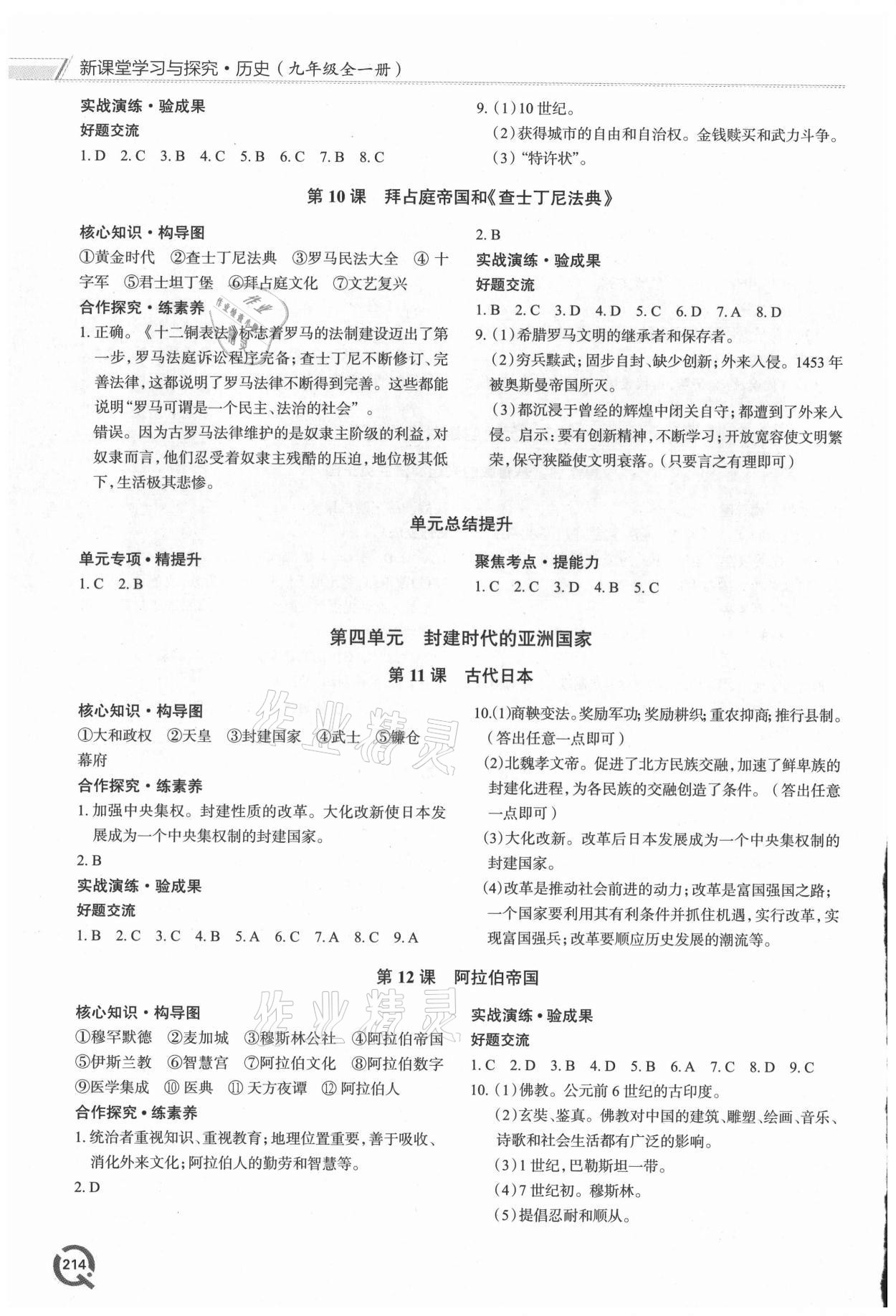 2021年新課堂學(xué)習(xí)與探究九年級歷史全一冊人教版 第4頁
