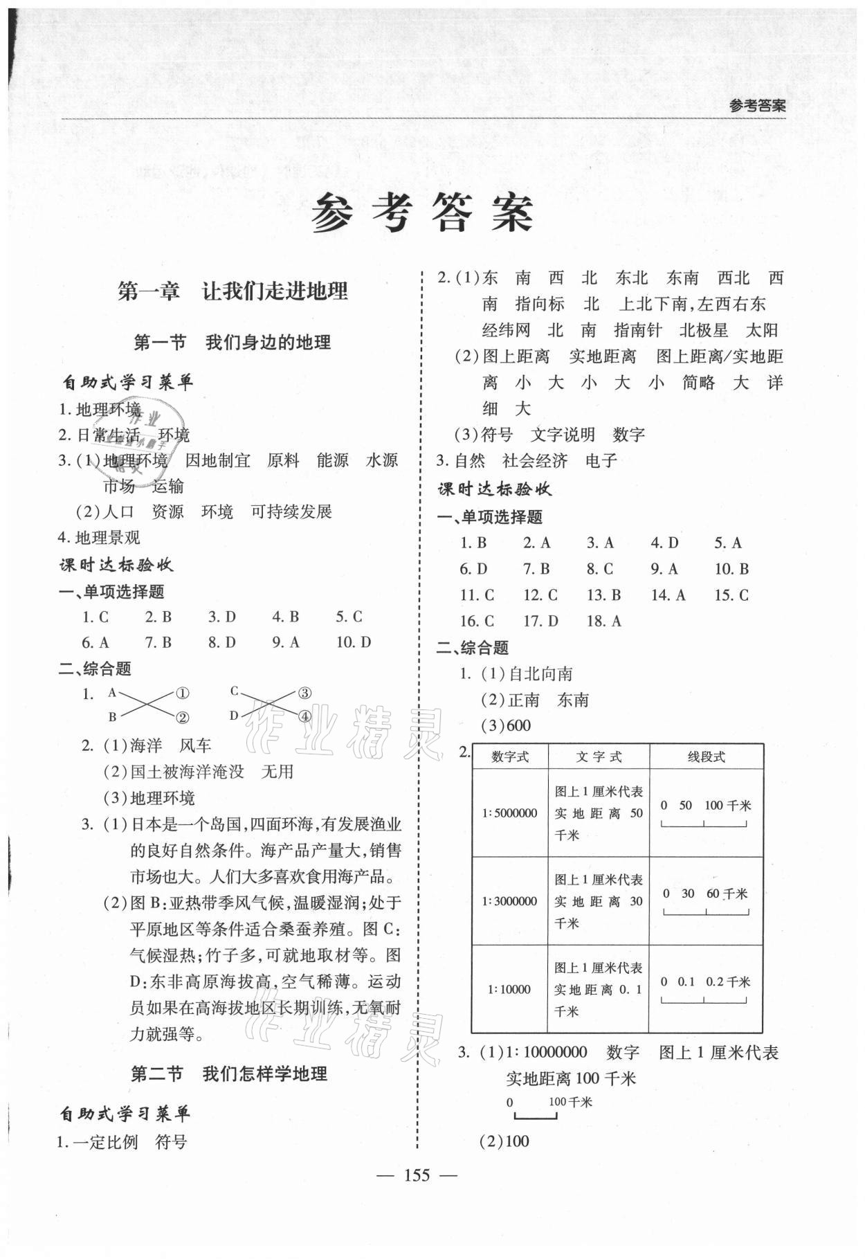 2021年新課堂學(xué)習(xí)與探究七年級(jí)地理上冊(cè)人教版 參考答案第1頁(yè)