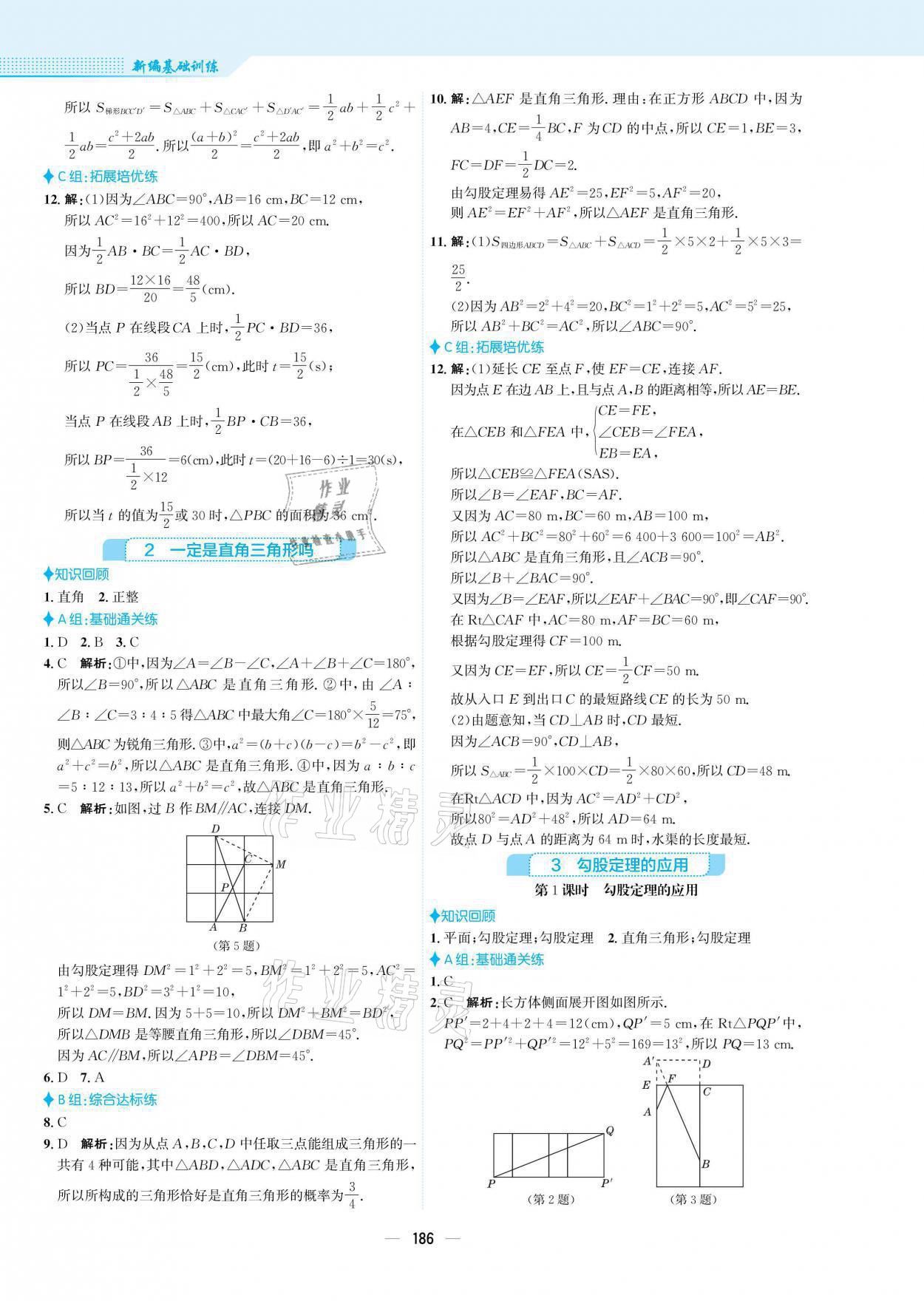 2021年新編基礎訓練八年級數(shù)學上冊北師大版 參考答案第2頁