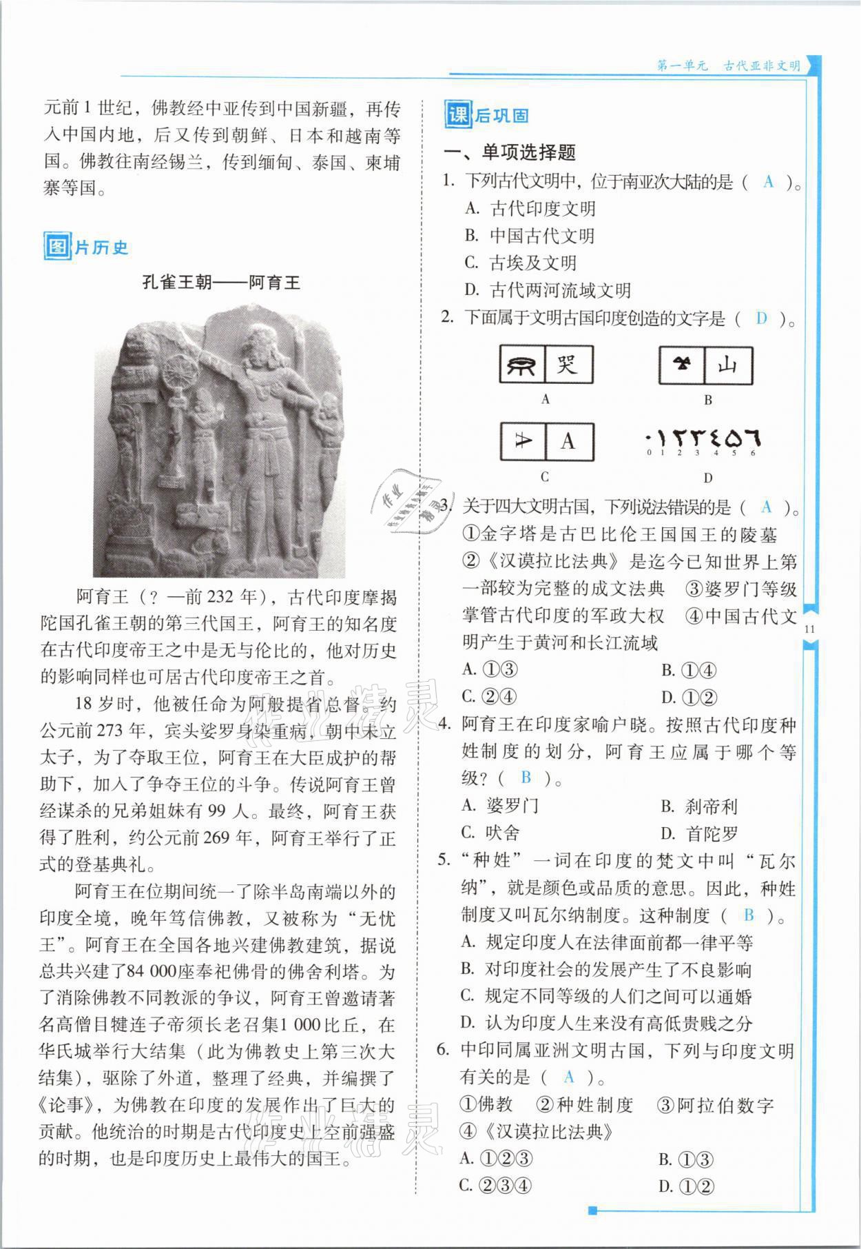 2021年云南省標(biāo)準(zhǔn)教輔優(yōu)佳學(xué)案九年級歷史上冊人教版 參考答案第21頁