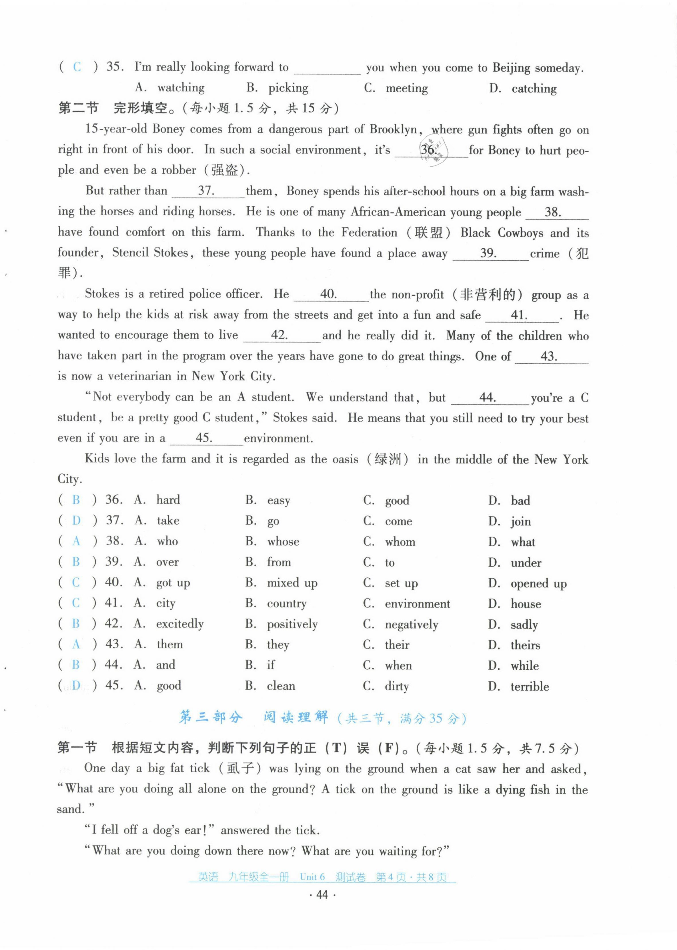 2021年云南省標準教輔優(yōu)佳學案九年級英語全一冊人教版 第44頁