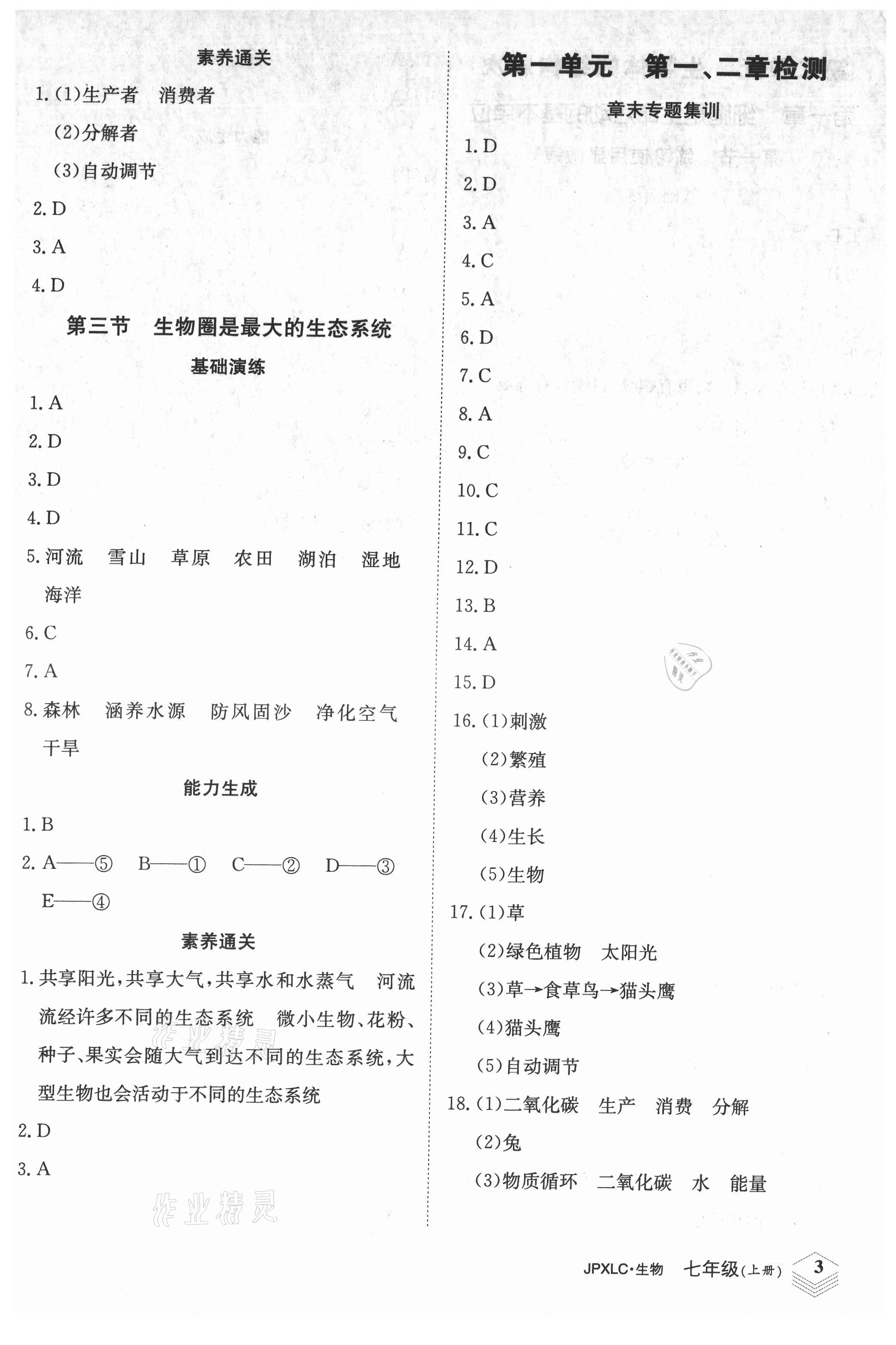 2021年金牌學(xué)練測七年級(jí)生物上冊人教版 第3頁