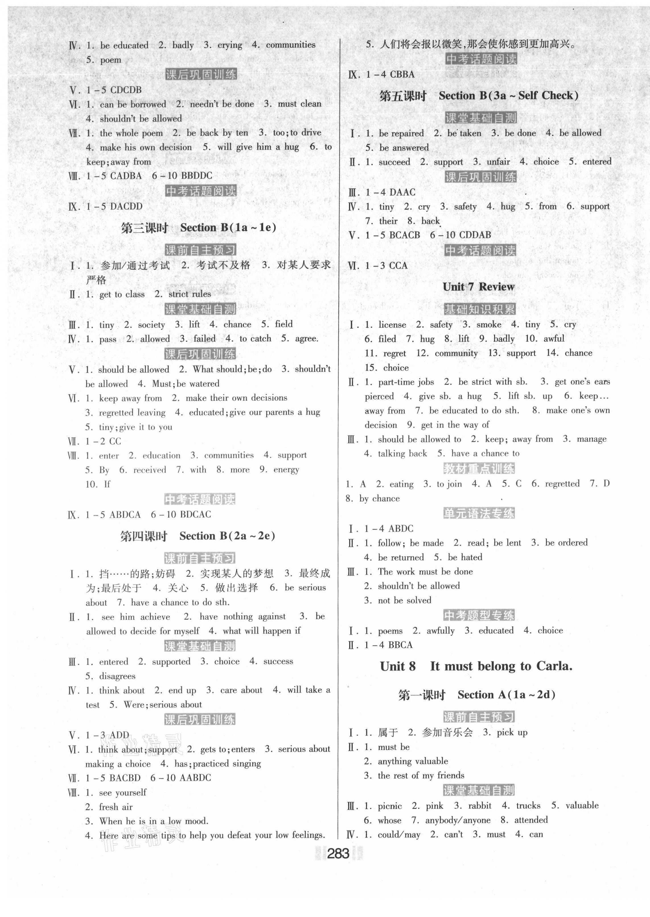 2021年贏在燕趙初中總復(fù)習(xí)課時練大提速九年級英語全一冊人教版 第9頁