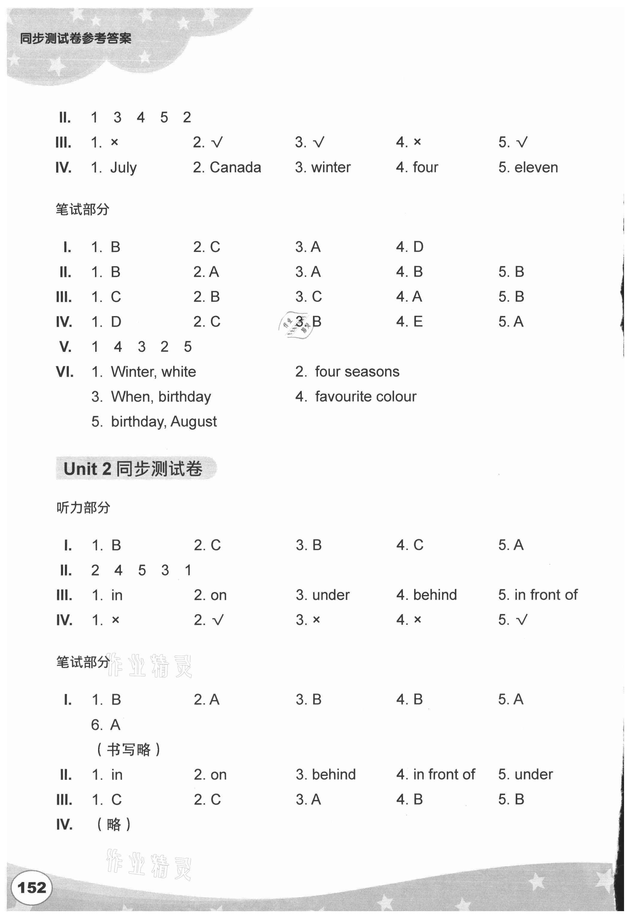 2021年劍橋小學(xué)英語同步測試卷四年級上冊 參考答案第2頁