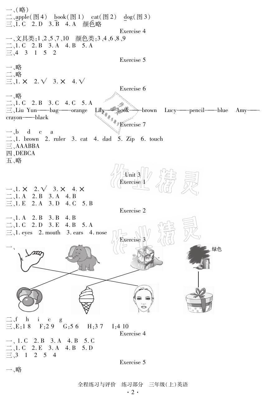 2021年全程练习与评价三年级英语上册人教版 参考答案第2页