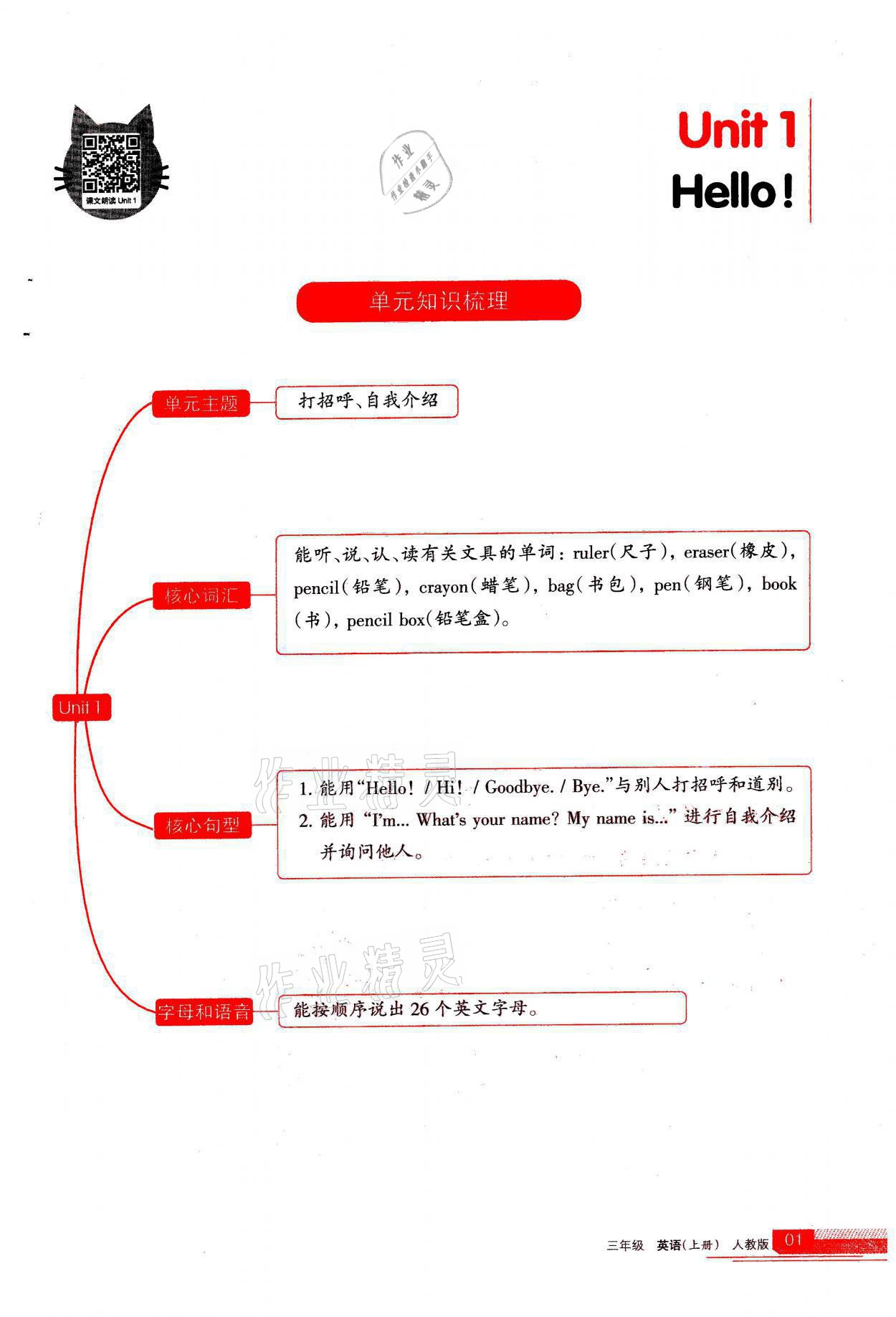 2021年学习之友三年级英语上册人教版 参考答案第1页