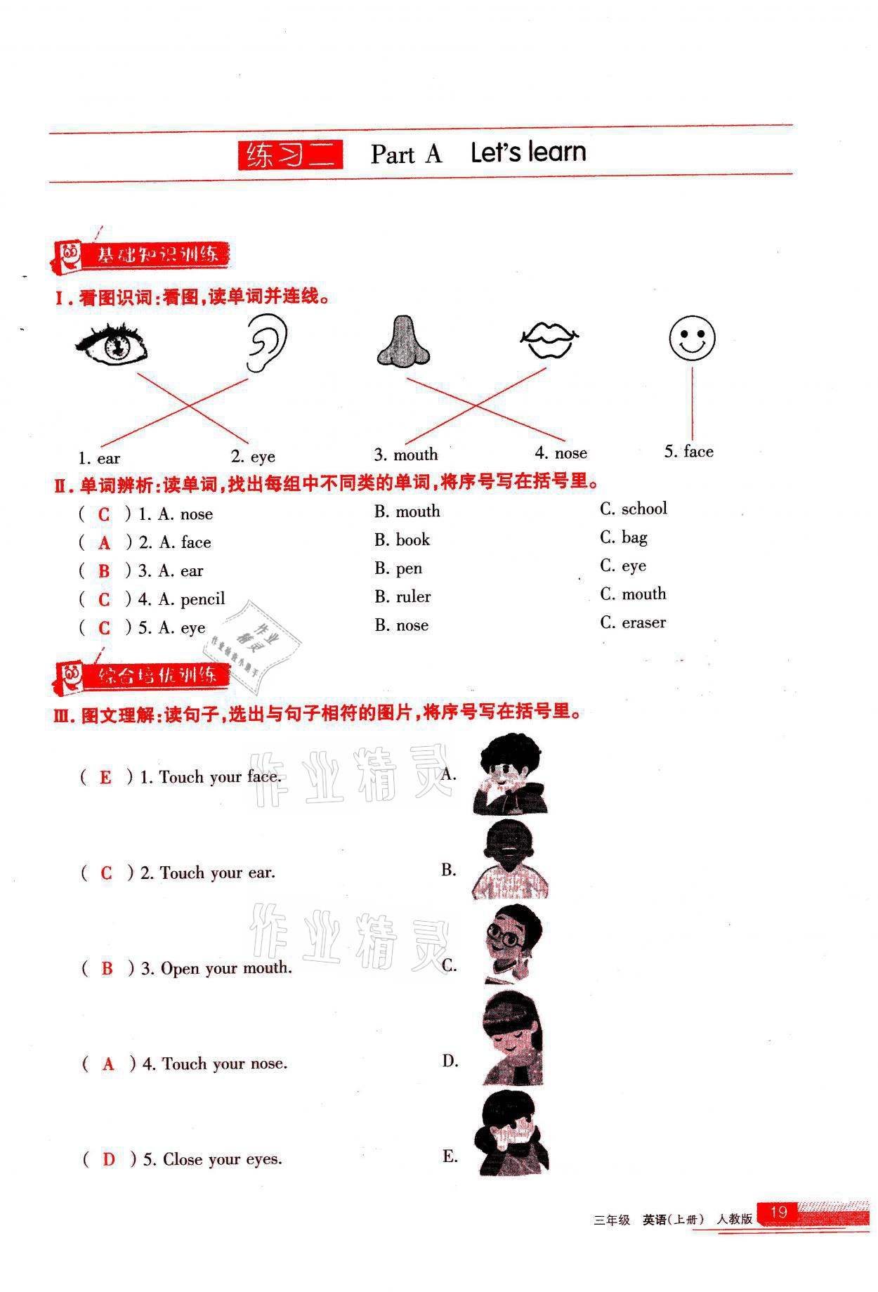 2021年学习之友三年级英语上册人教版 参考答案第19页