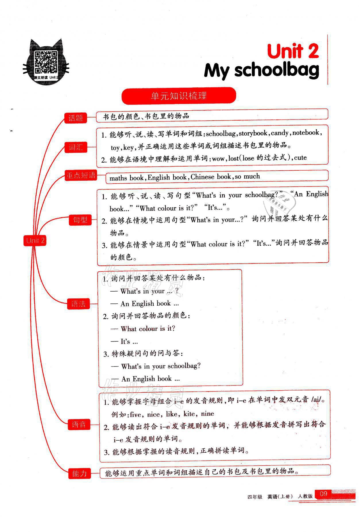 2021年学习之友四年级英语上册人教版 参考答案第9页