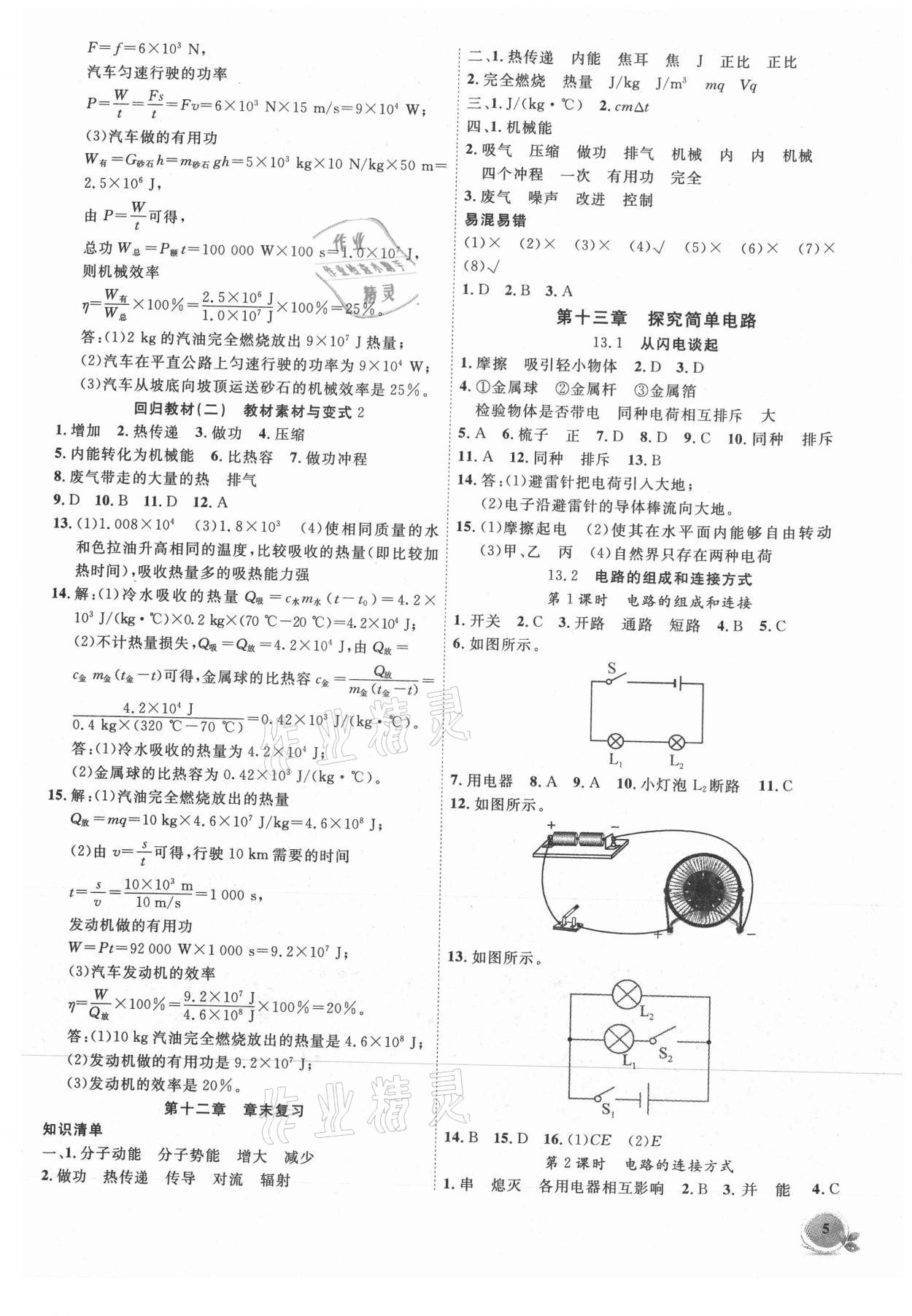 2021年創(chuàng)新課堂創(chuàng)新作業(yè)本九年級物理上冊滬粵版 第5頁