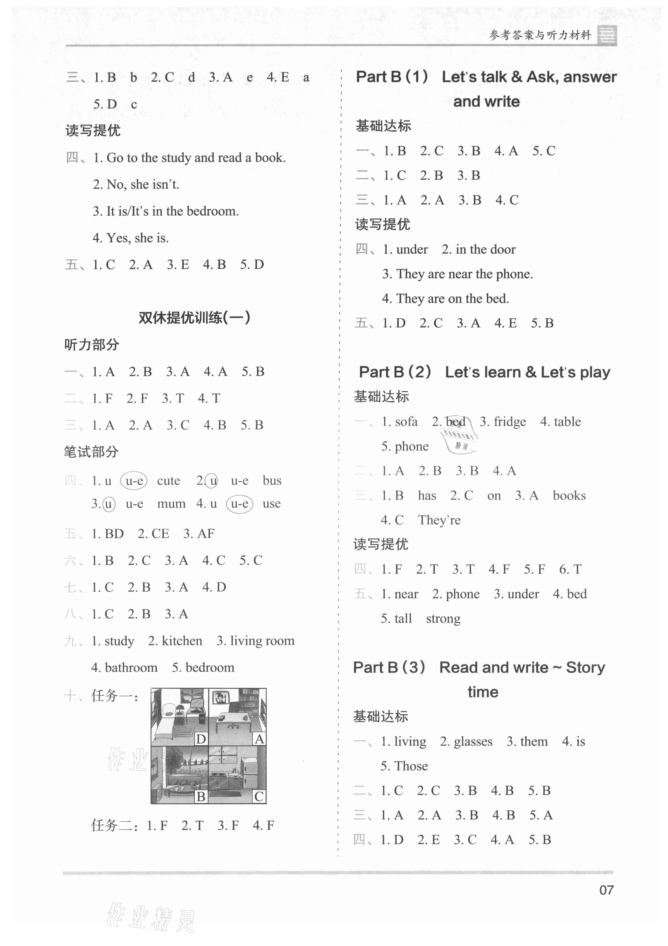 2021年木頭馬分層課課練四年級英語上冊人教版 參考答案第7頁