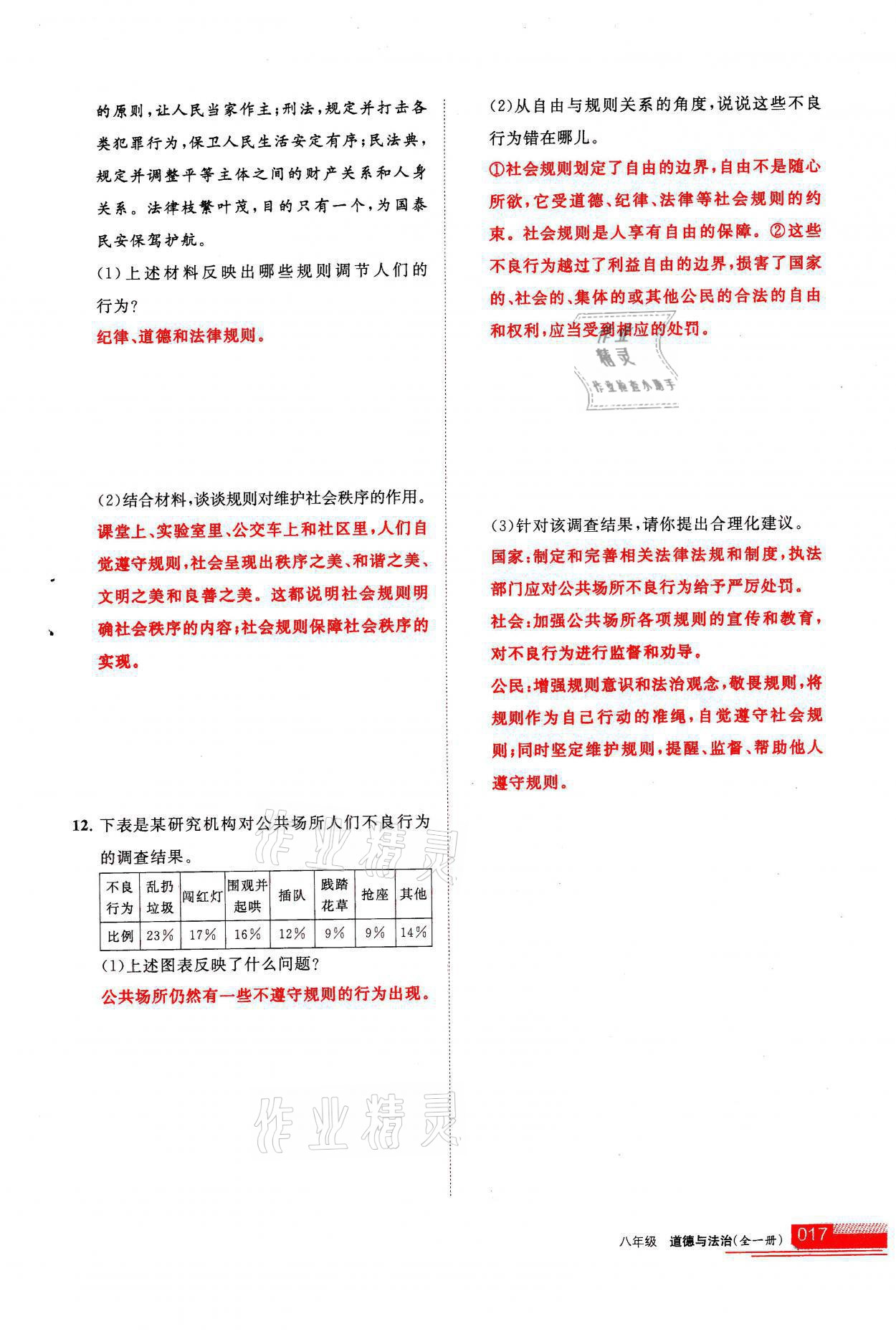 2021年學(xué)習(xí)之友八年級道德與法治全一冊人教版 參考答案第17頁