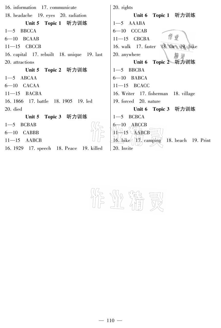 2021年仁愛英語同步綜合能力過關訓練九年級全一冊仁愛版 參考答案第7頁