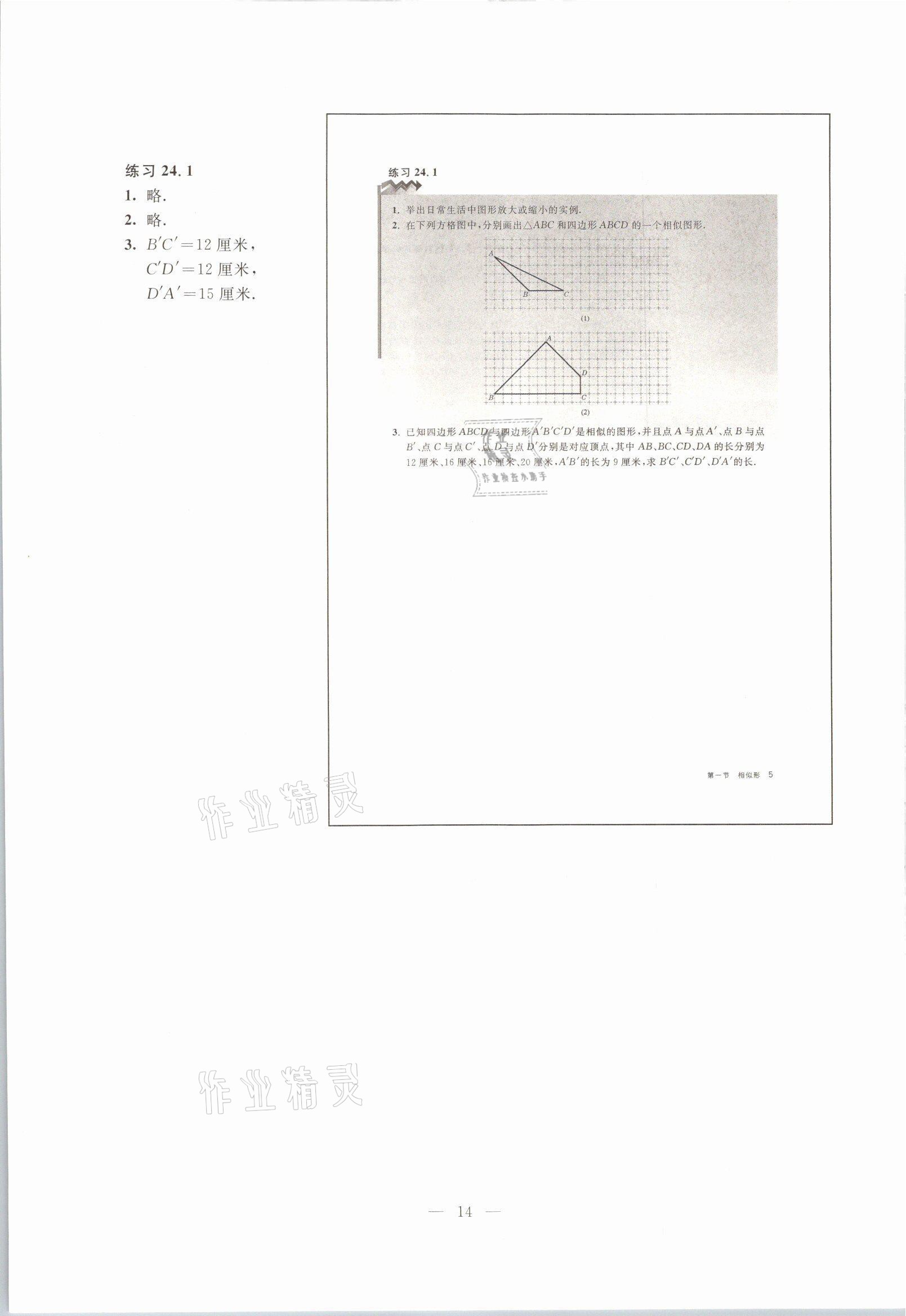 2021年教材課本九年級數(shù)學(xué)第一學(xué)期滬教版54制 參考答案第9頁