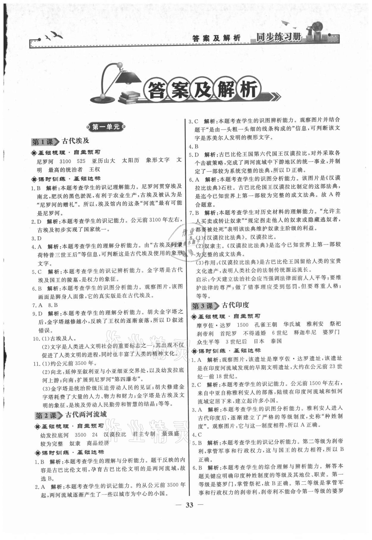 2021年同步練習冊九年級世界歷史上冊人教版江蘇專用 第1頁