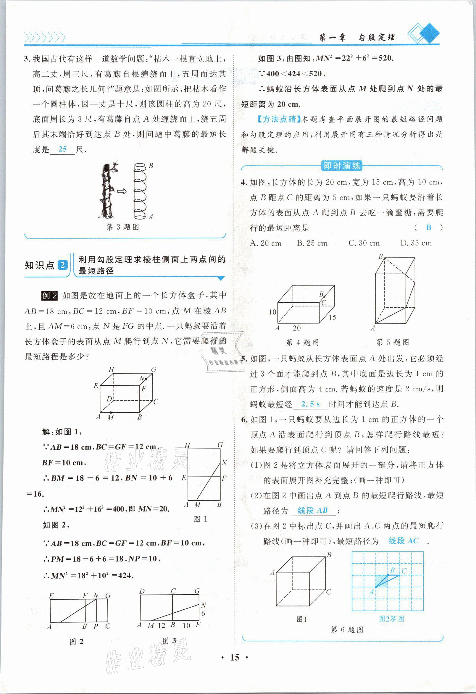 2021年名師課堂南方出版社八年級(jí)數(shù)學(xué)上冊(cè)北師大版 參考答案第15頁(yè)