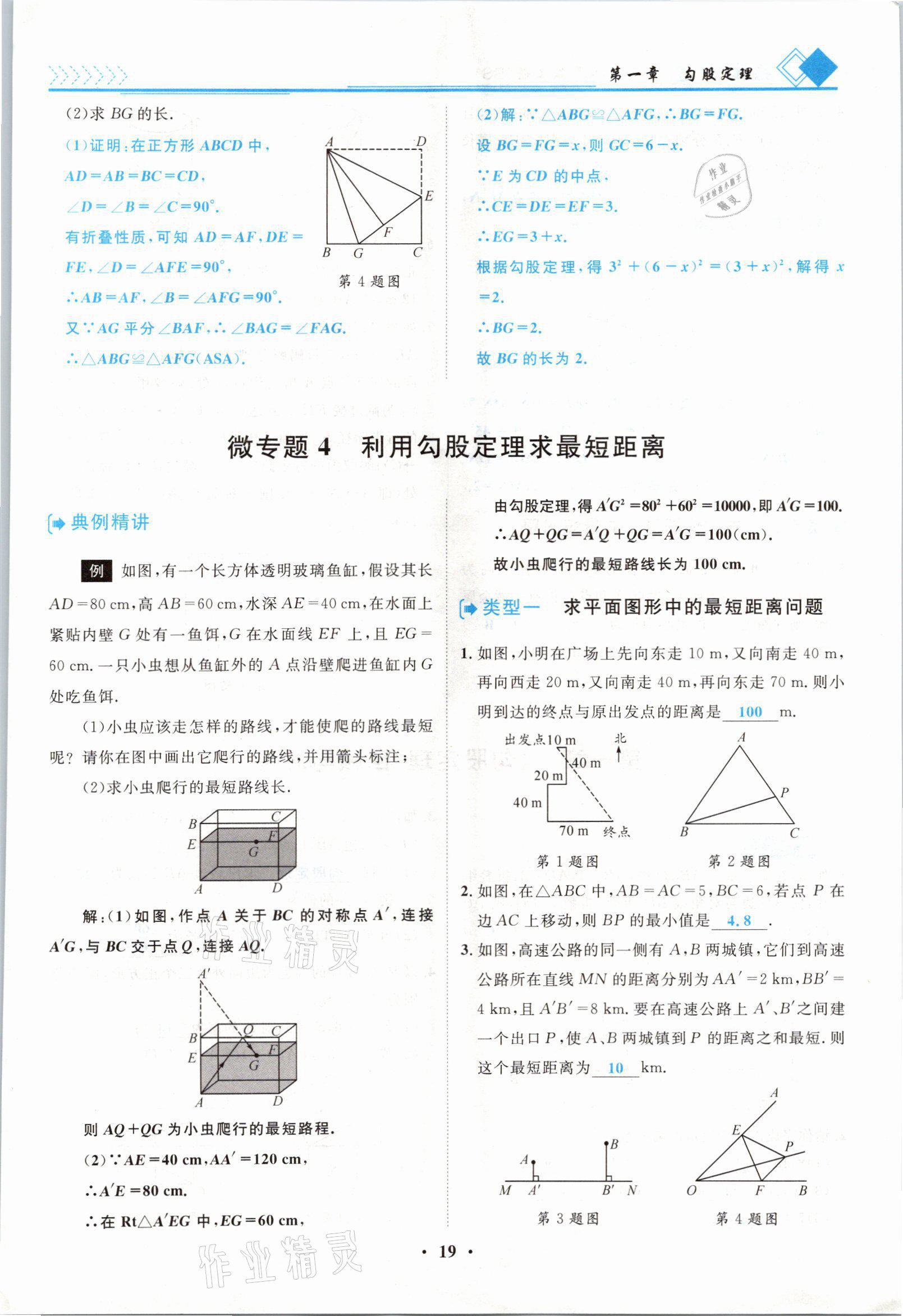 2021年名師課堂南方出版社八年級數(shù)學(xué)上冊北師大版 參考答案第19頁