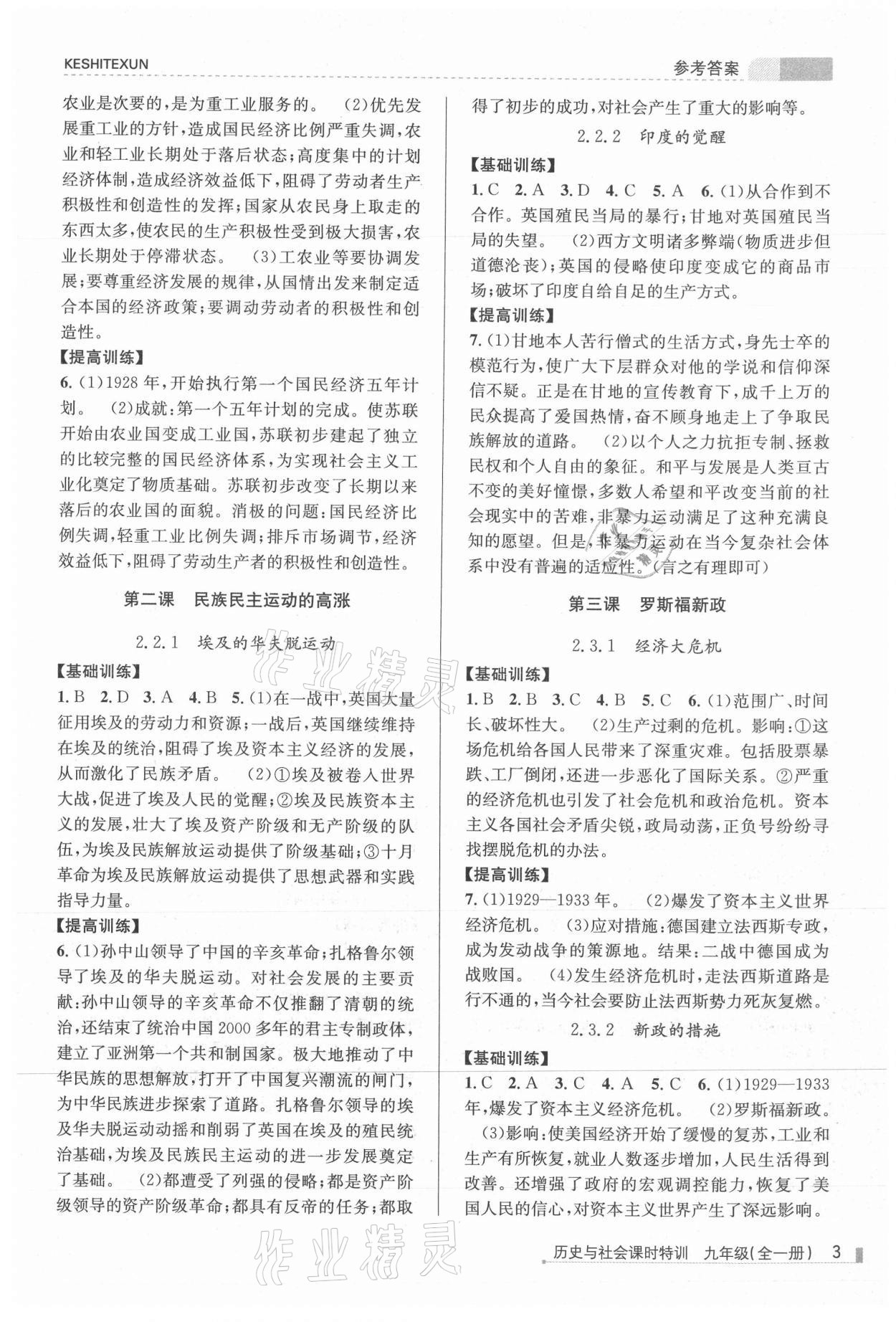 2021年浙江新課程三維目標(biāo)測(cè)評(píng)課時(shí)特訓(xùn)九年級(jí)歷史全一冊(cè)人教版 第3頁(yè)