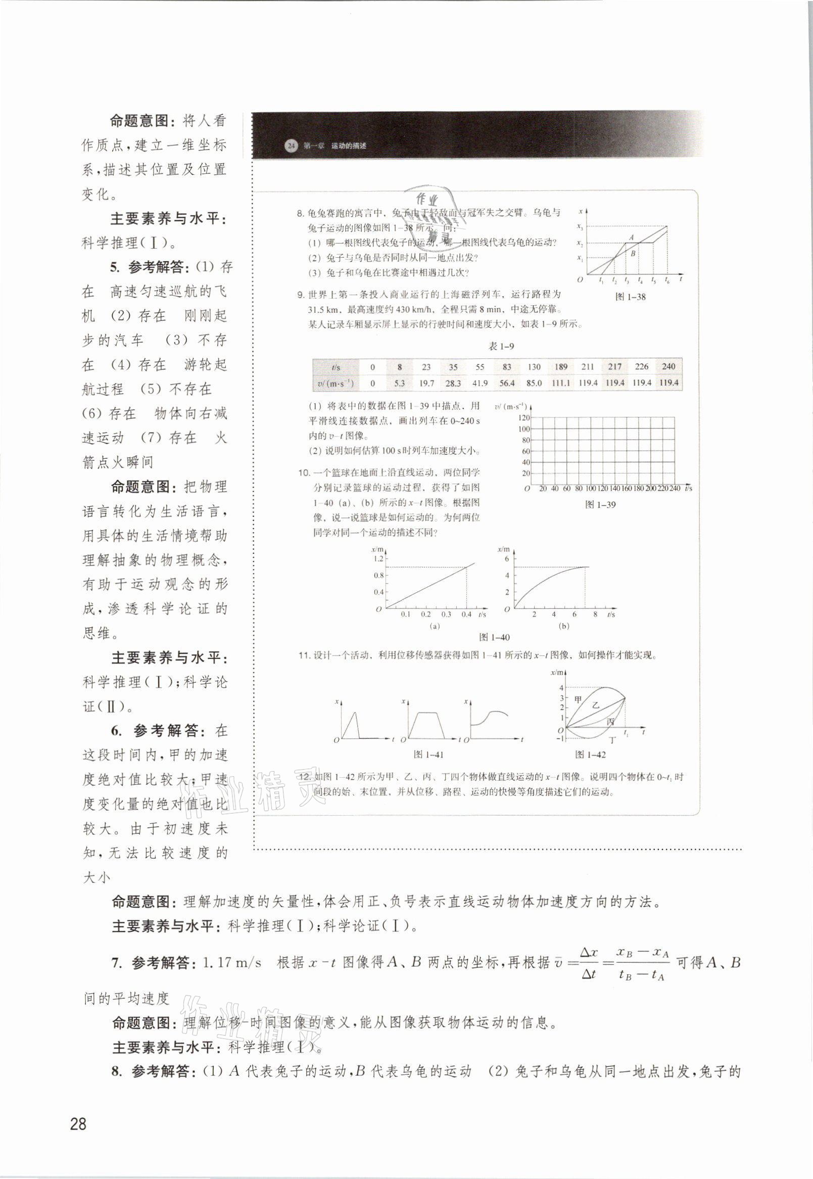 2021年教材課本高中物理必修1滬教版 參考答案第28頁(yè)