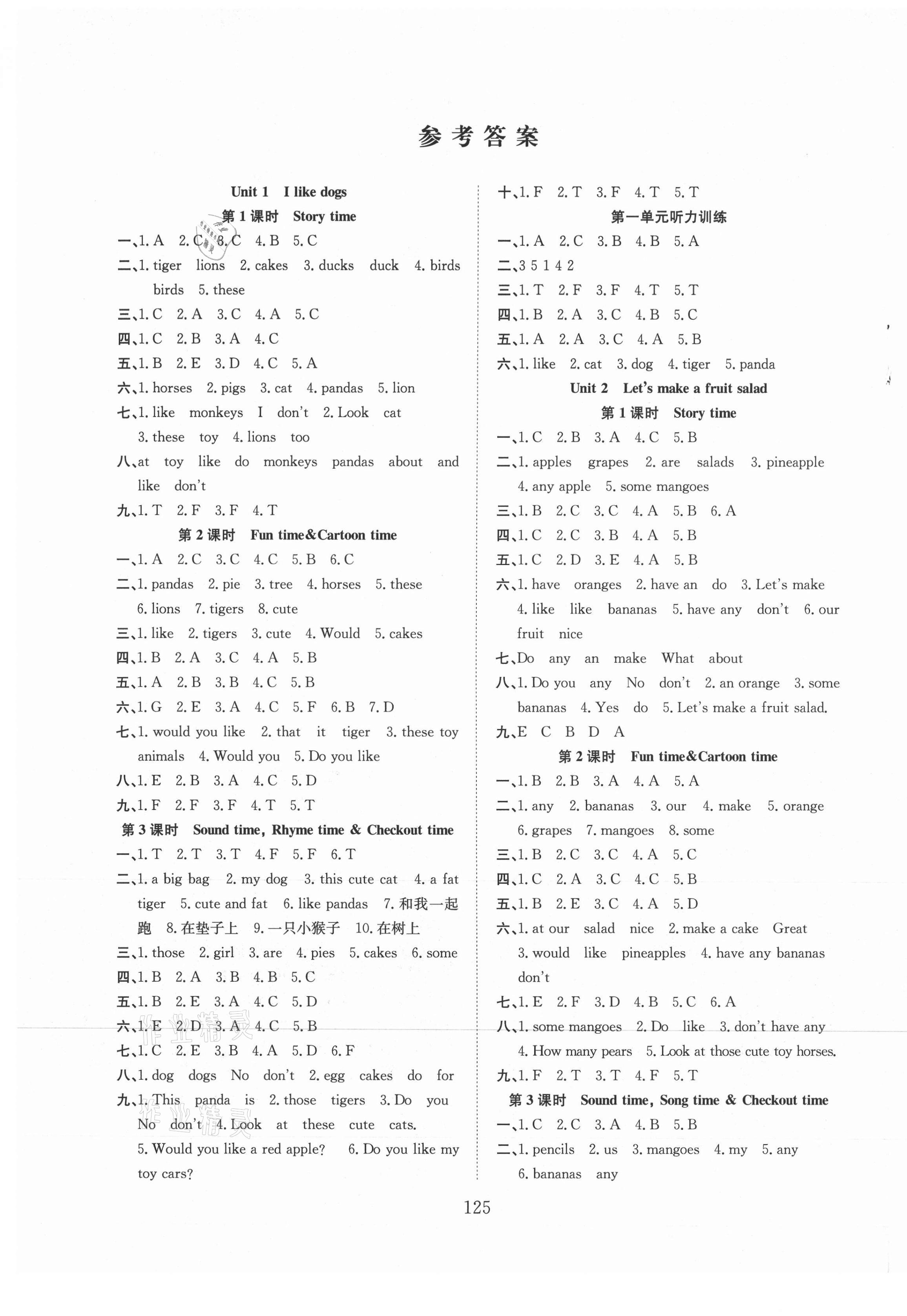 2021年阳光课堂课时作业四年级英语上册译林版 第1页