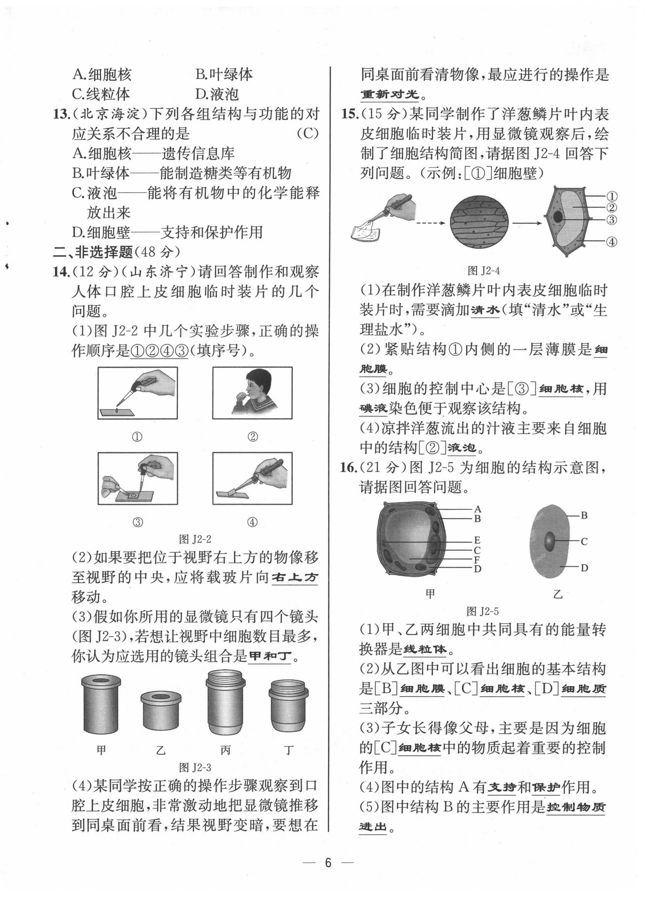 2021年人教金学典同步解析与测评七年级生物上册人教版云南专版 第6页