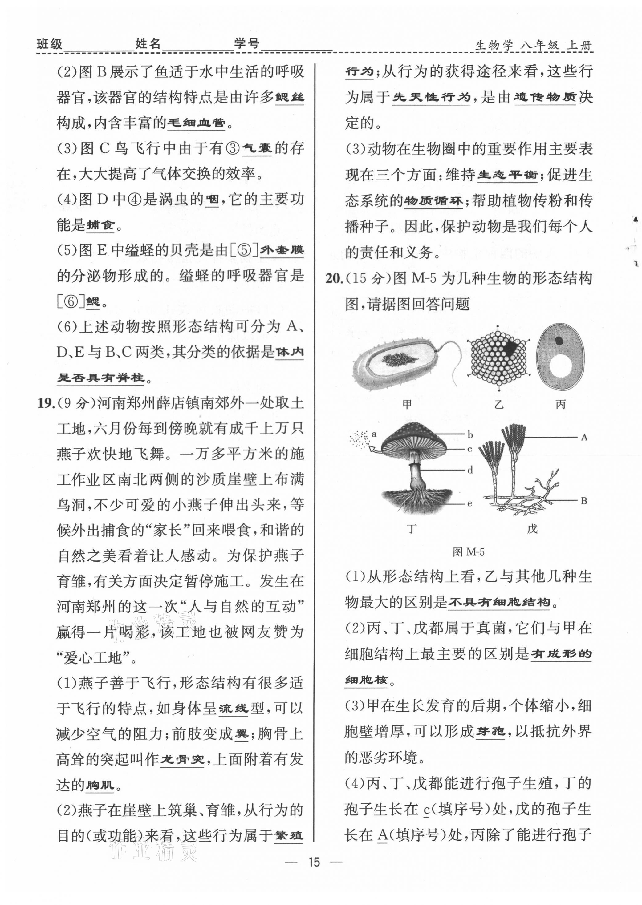 2021年人教金學(xué)典同步解析與測(cè)評(píng)八年級(jí)生物上冊(cè)人教版云南專版 第15頁(yè)