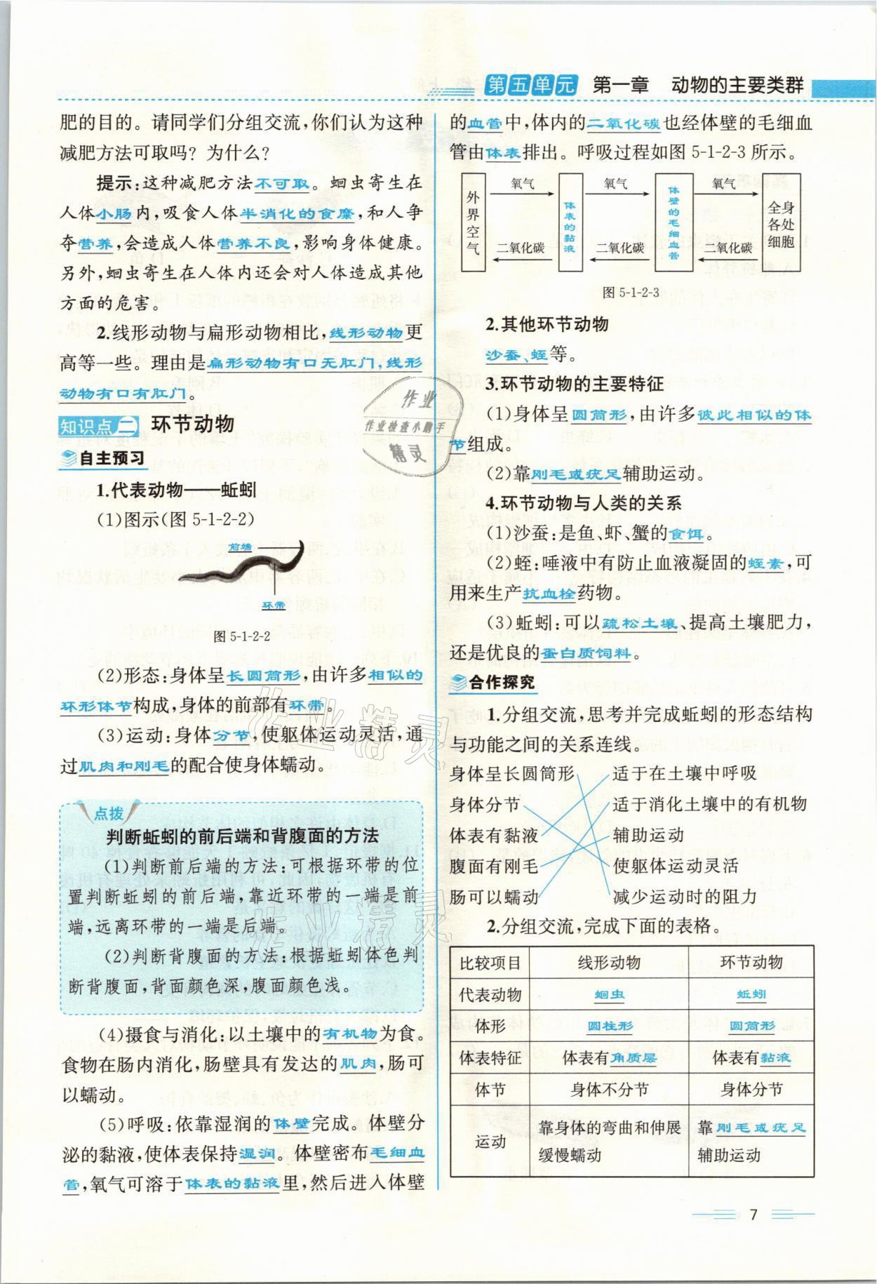 2021年人教金學典同步解析與測評八年級生物上冊人教版云南專版 參考答案第7頁