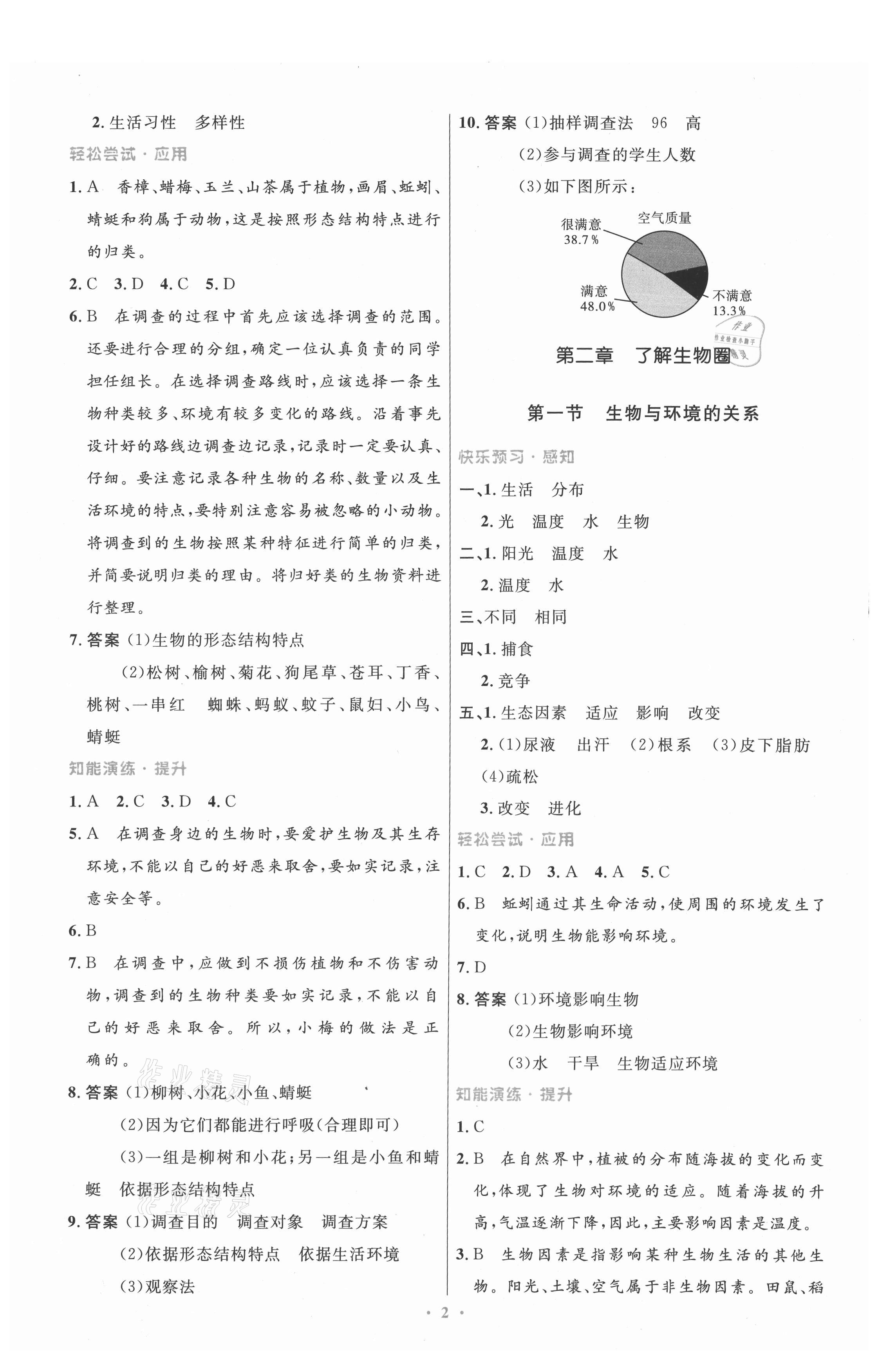 2021年同步測控優(yōu)化設(shè)計七年級生物上冊人教版精編版 第2頁