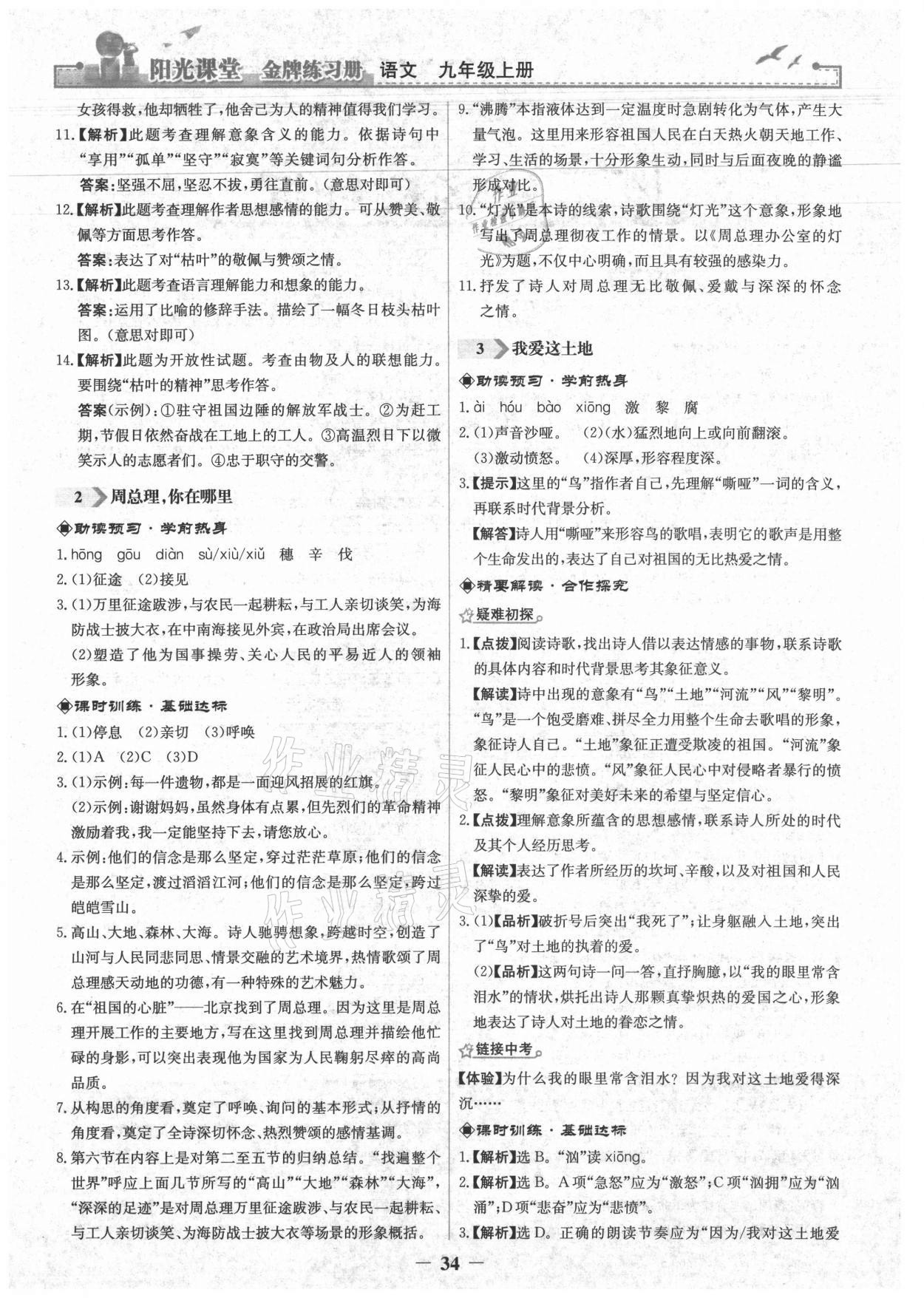 2021年陽光課堂金牌練習(xí)冊(cè)九年級(jí)語文上冊(cè)人教版 第2頁