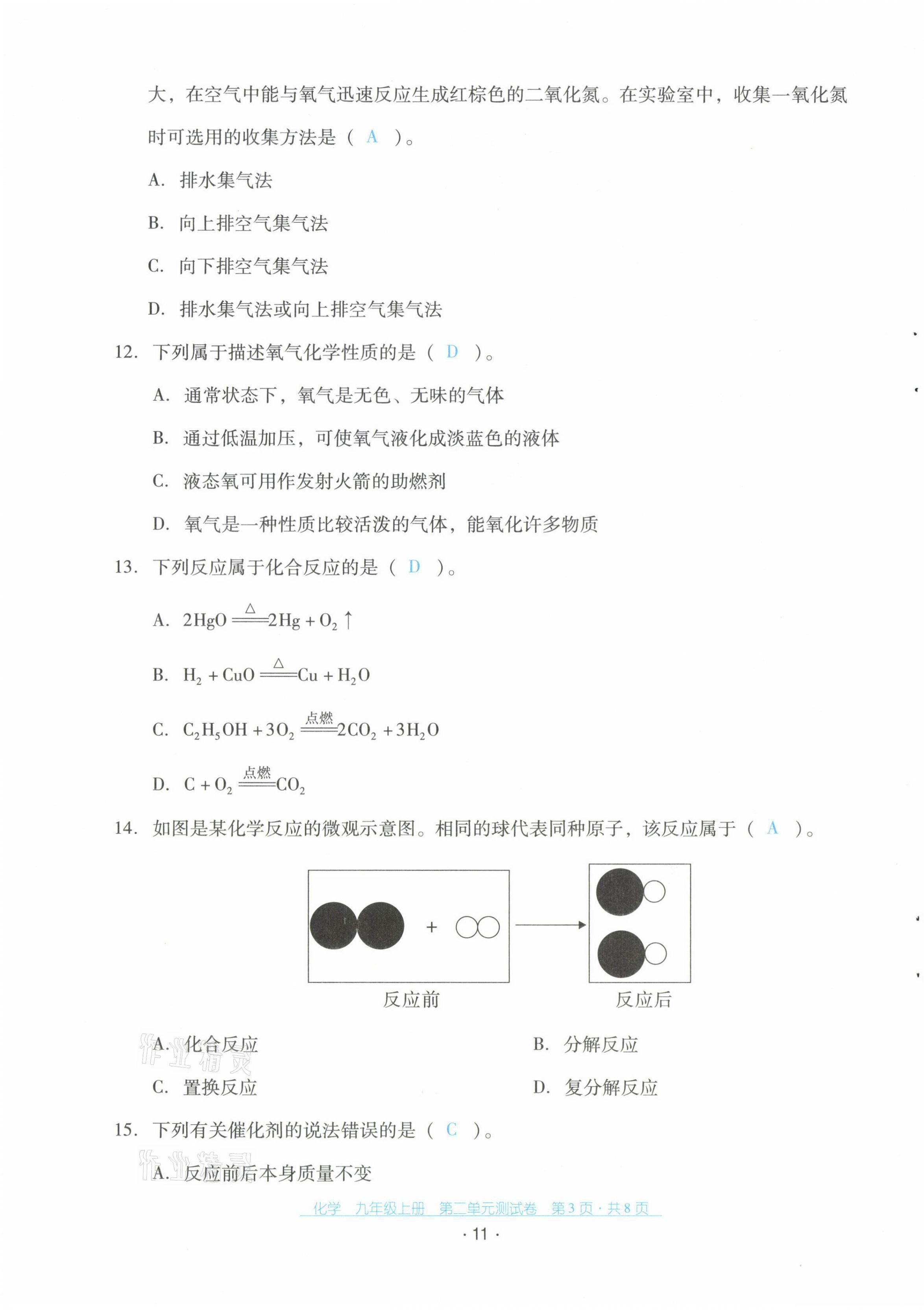 2021年云南省標(biāo)準(zhǔn)教輔優(yōu)佳學(xué)案配套測試卷九年級化學(xué)上冊人教版 第11頁