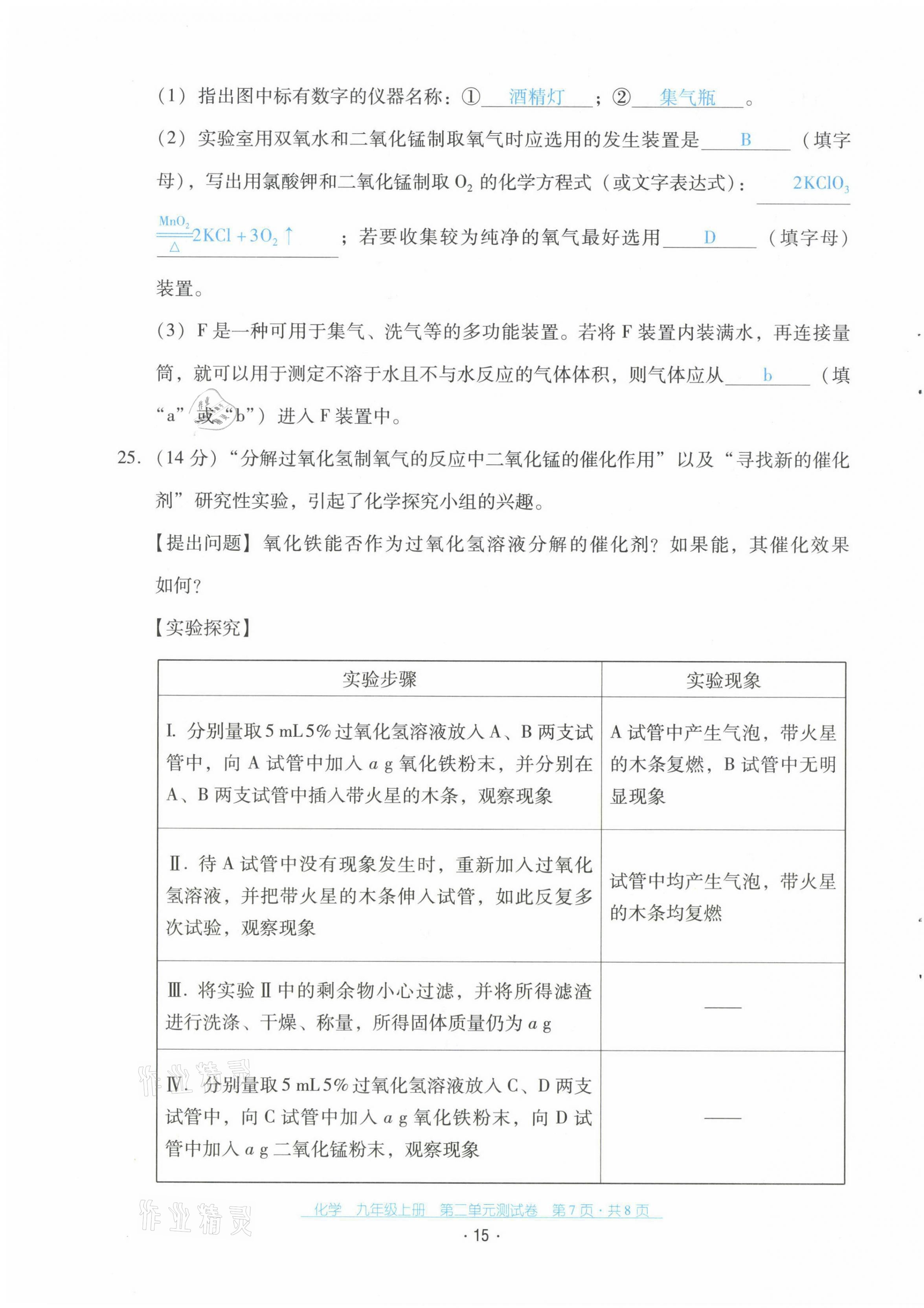 2021年云南省標(biāo)準(zhǔn)教輔優(yōu)佳學(xué)案配套測試卷九年級化學(xué)上冊人教版 第15頁