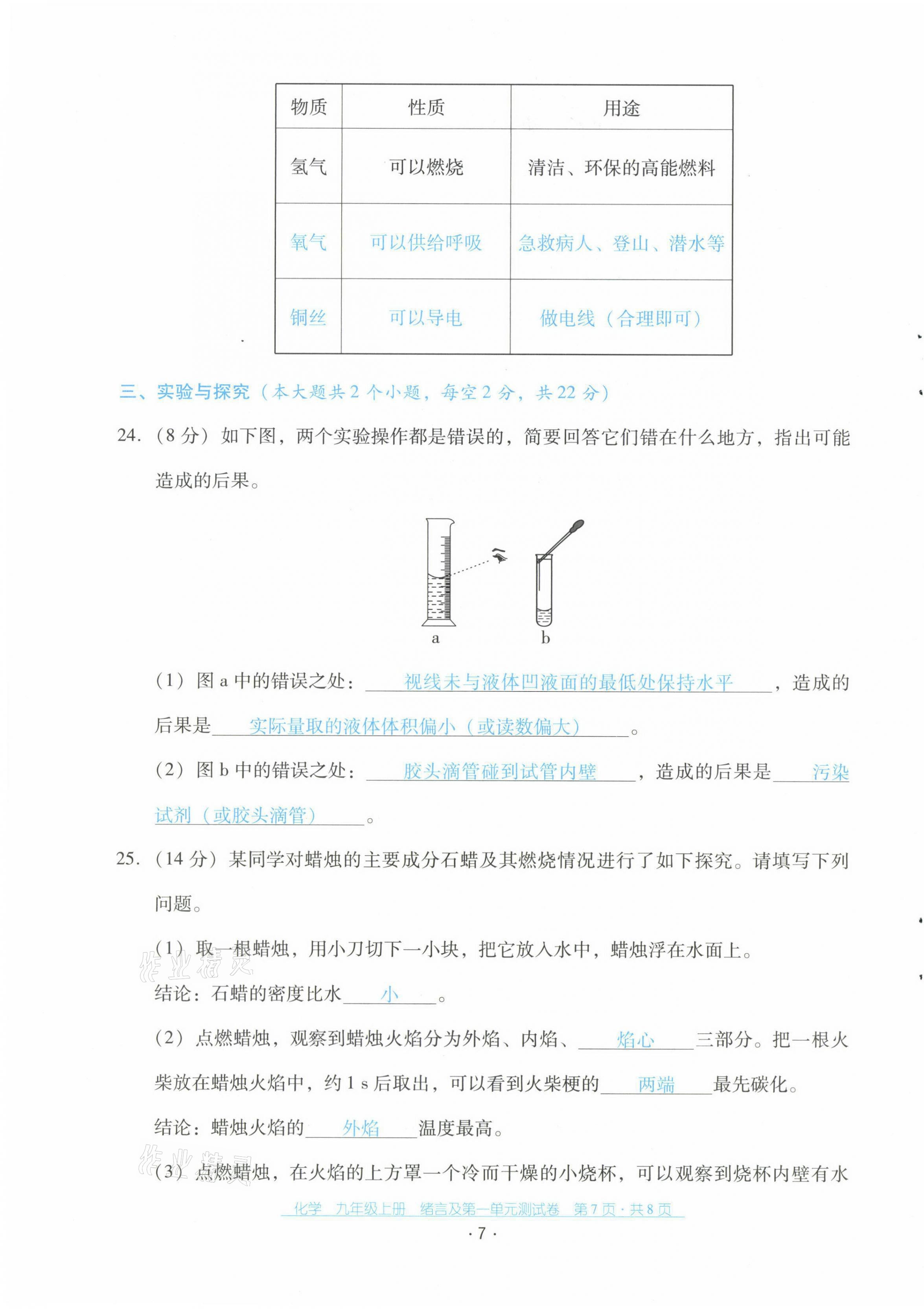 2021年云南省標準教輔優(yōu)佳學案配套測試卷九年級化學上冊人教版 第7頁