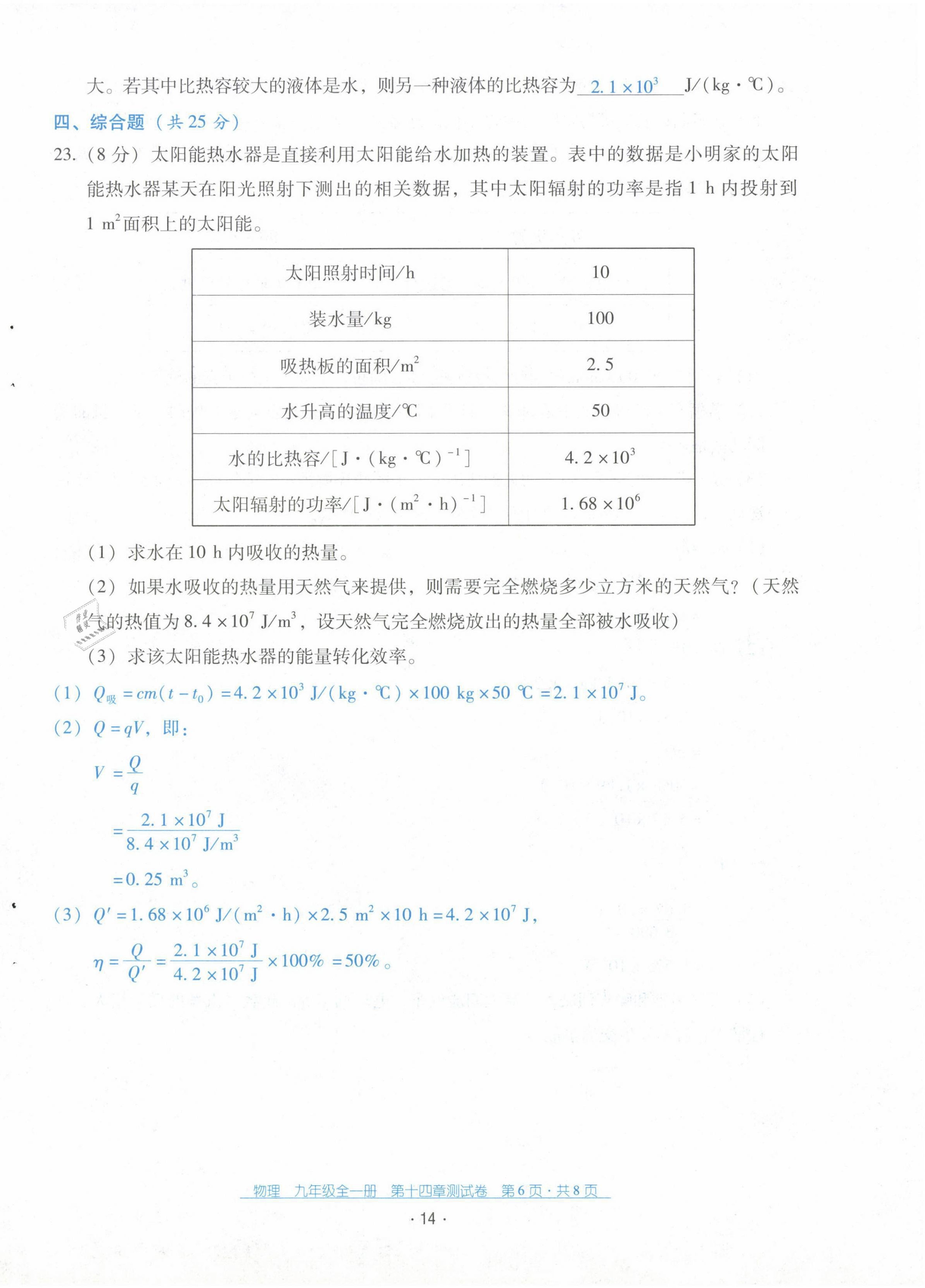 2021年云南省標準教輔優(yōu)佳學案配套測試卷九年級物理全一冊人教版 第14頁