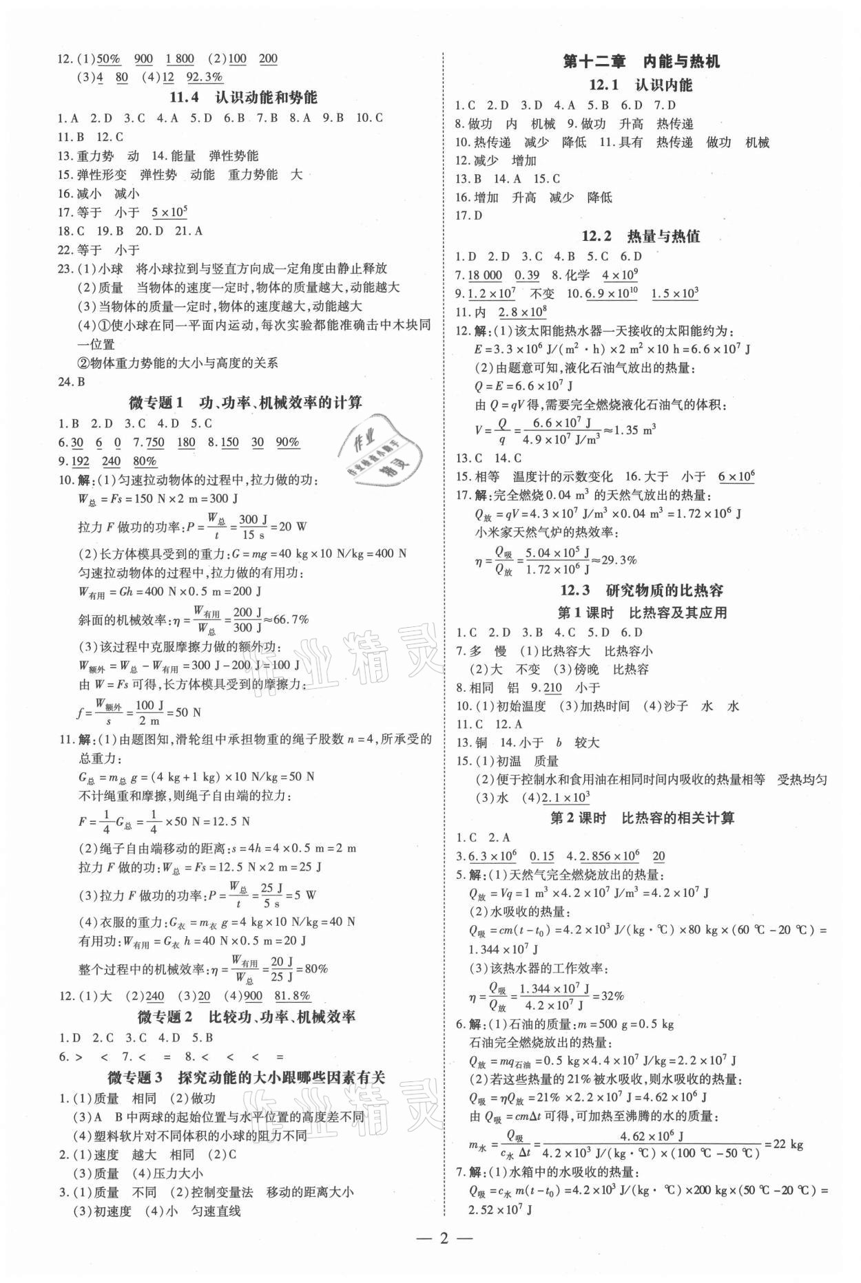 2021年領跑作業本九年級物理全一冊粵滬版廣東專用 第2頁