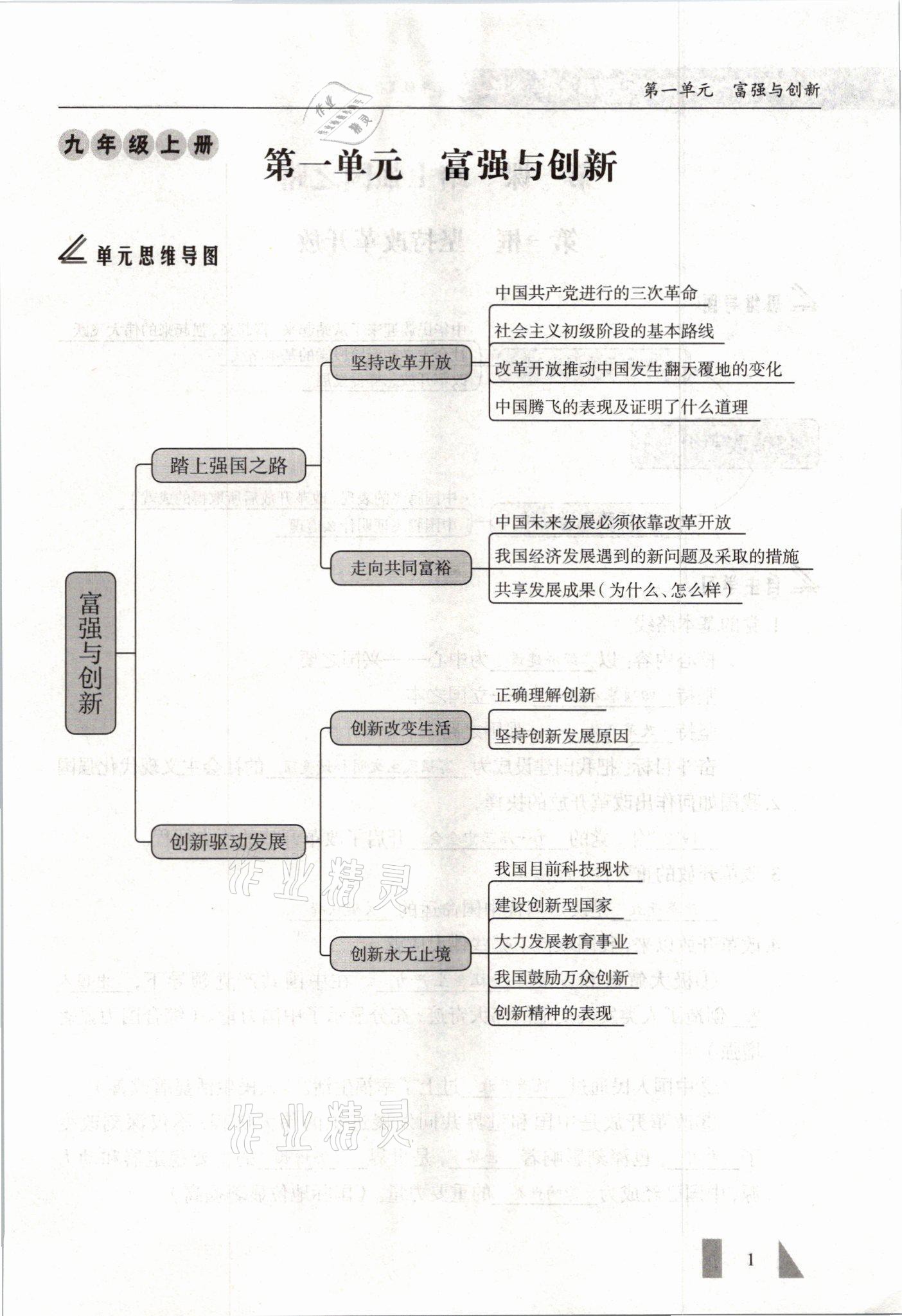 2021年智慧課堂九年級道德與法治全一冊人教版 參考答案第1頁