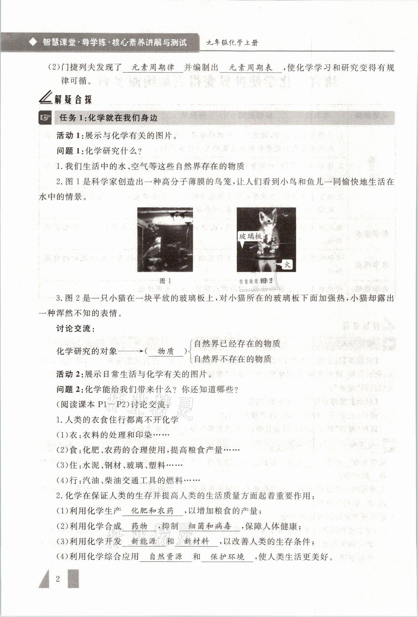 2021年智慧课堂九年级化学上册人教版 参考答案第2页