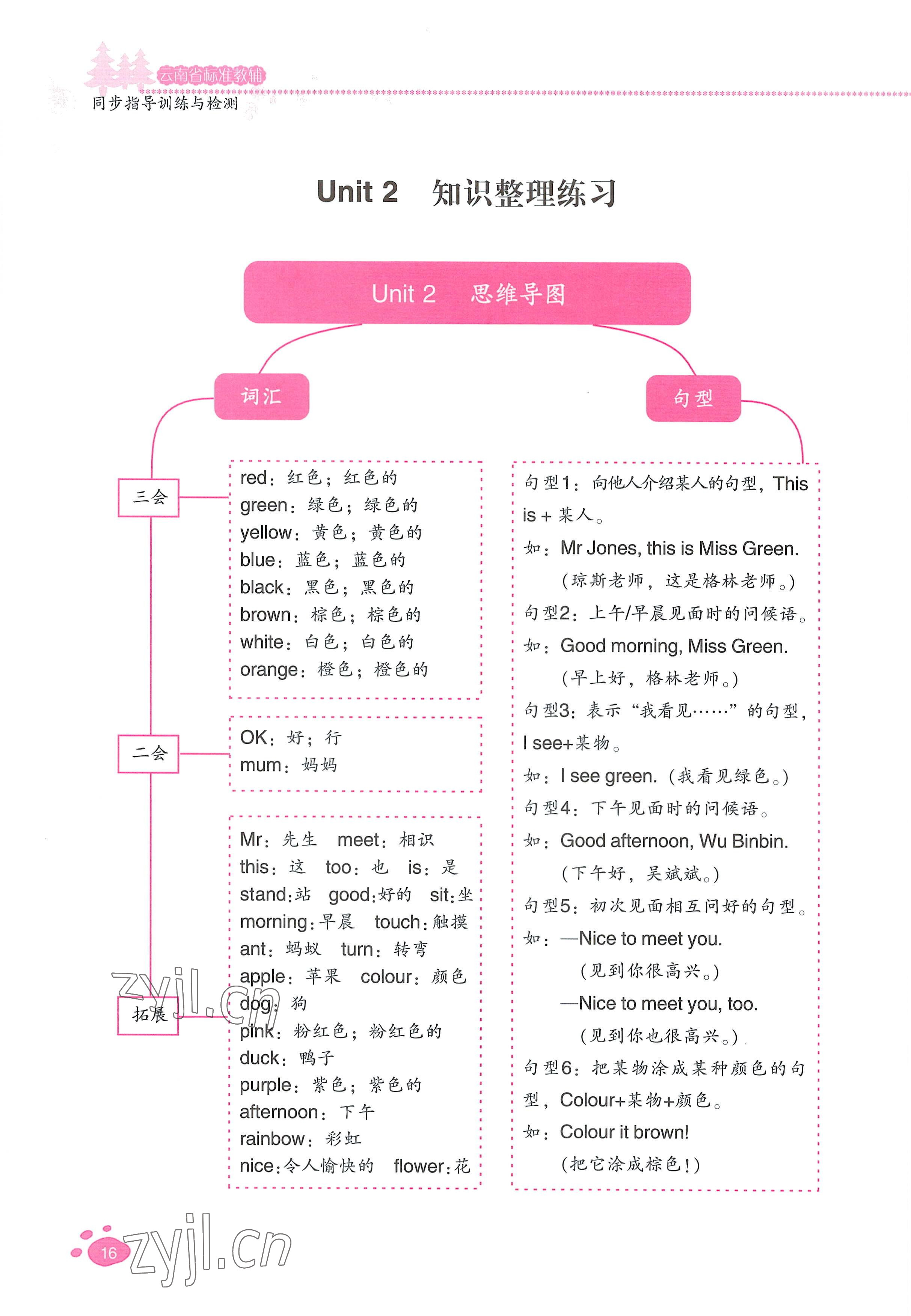 2021年云南省标准教辅同步指导训练与检测三年级英语上册人教版 参考答案第15页